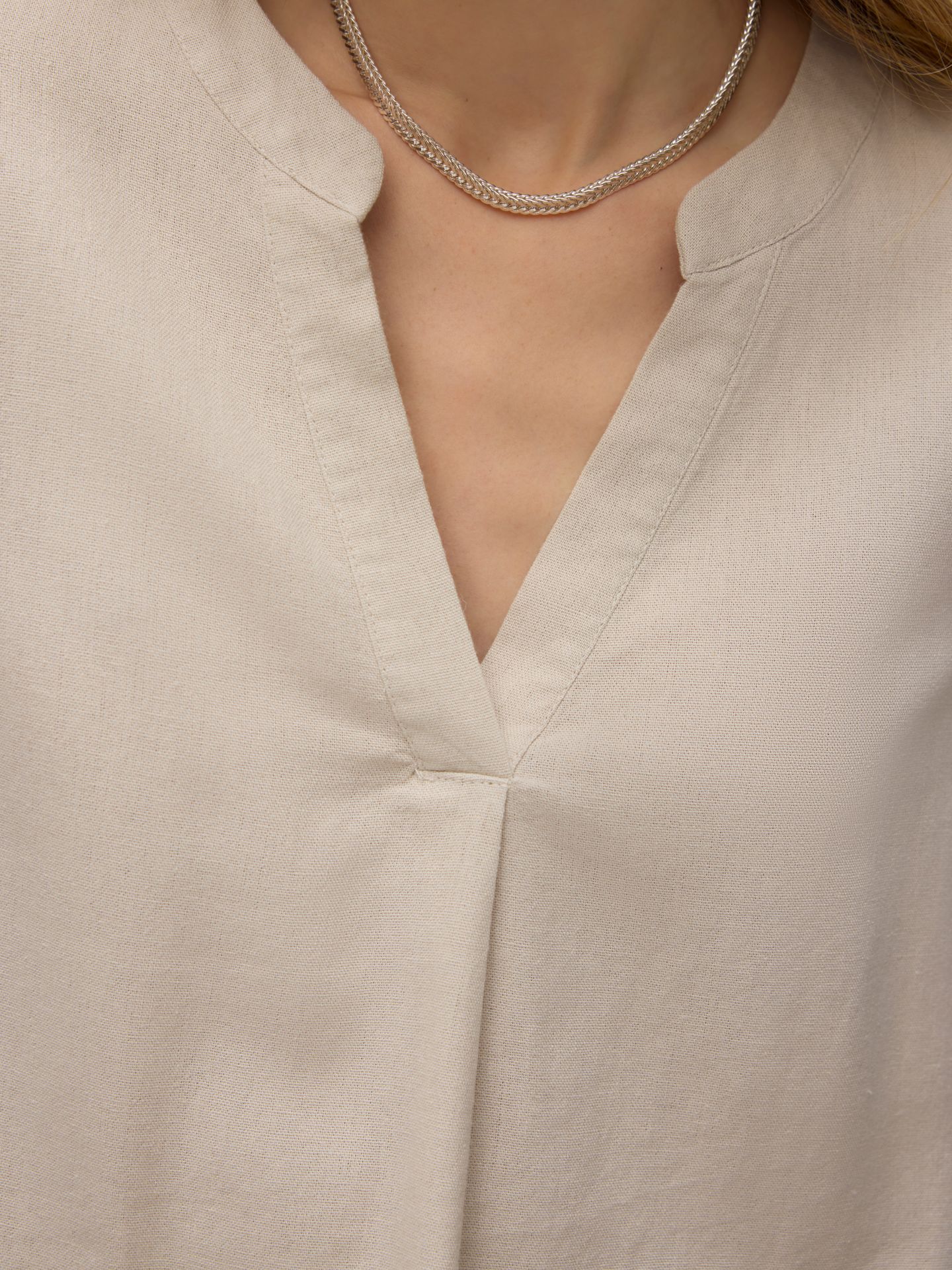 Vero Moda VMMYMILO SS V-NECK TOP WVN GA Silver Lining 2900155890021