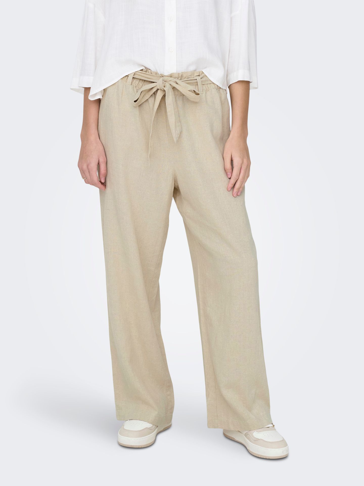 JDY JDYSAY MW LINEN BELT PANT WVN NOOS Oatmeal/MELANGE 00112278-EKA26011400000120
