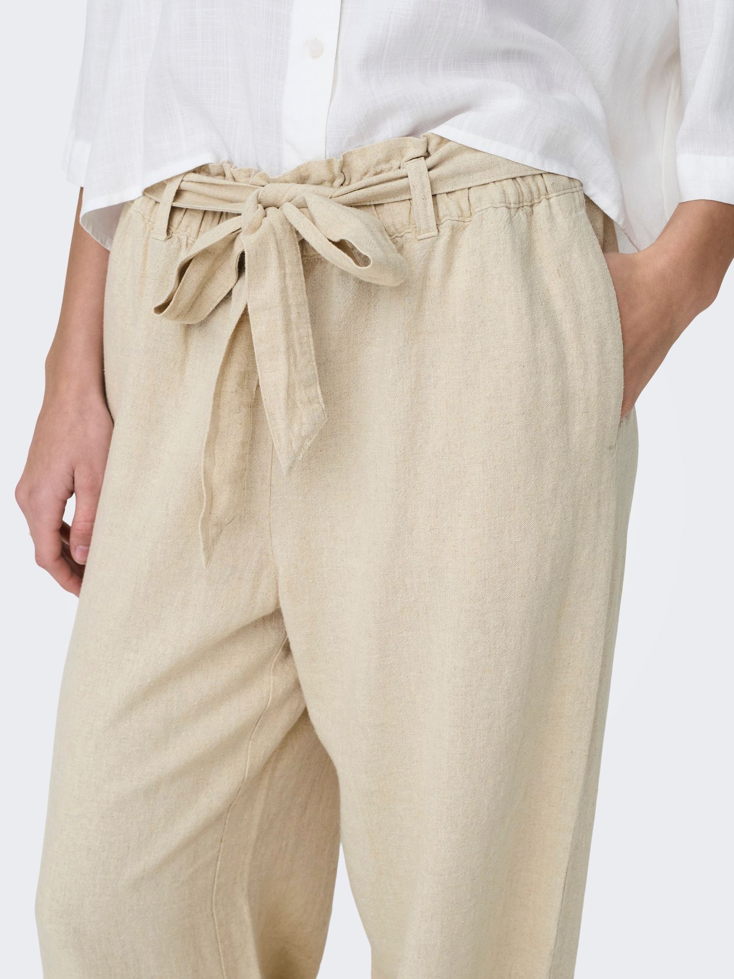 JDY JDYSAY MW LINEN BELT PANT WVN NOOS Oatmeal/MELANGE 2900163889055