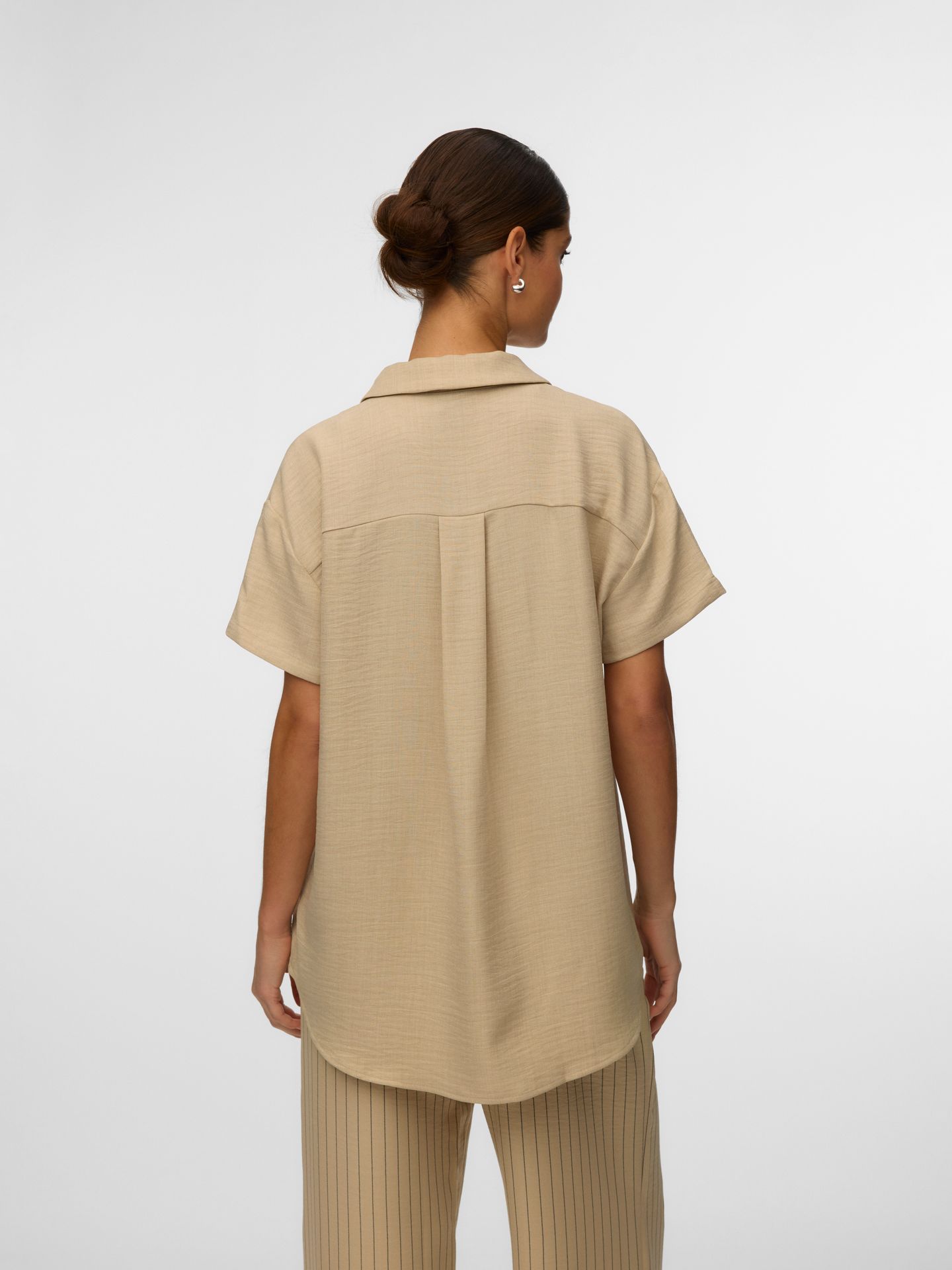 Vero Moda VMMELANEY QUEENY SS SHIRT WVN GA Overcast/Melange 2900164323039