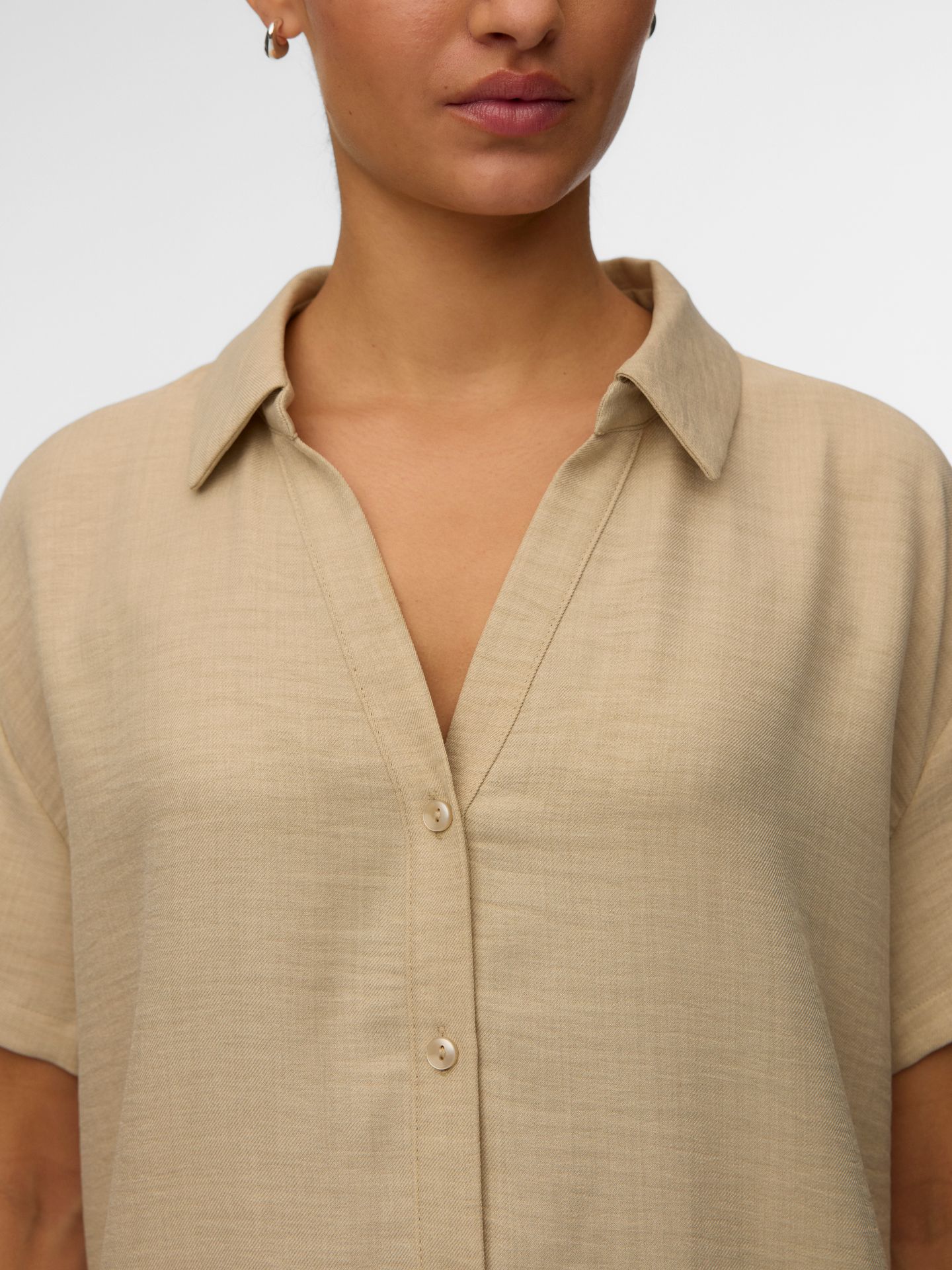 Vero Moda VMMELANEY QUEENY SS SHIRT WVN GA Overcast/Melange 2900164323039