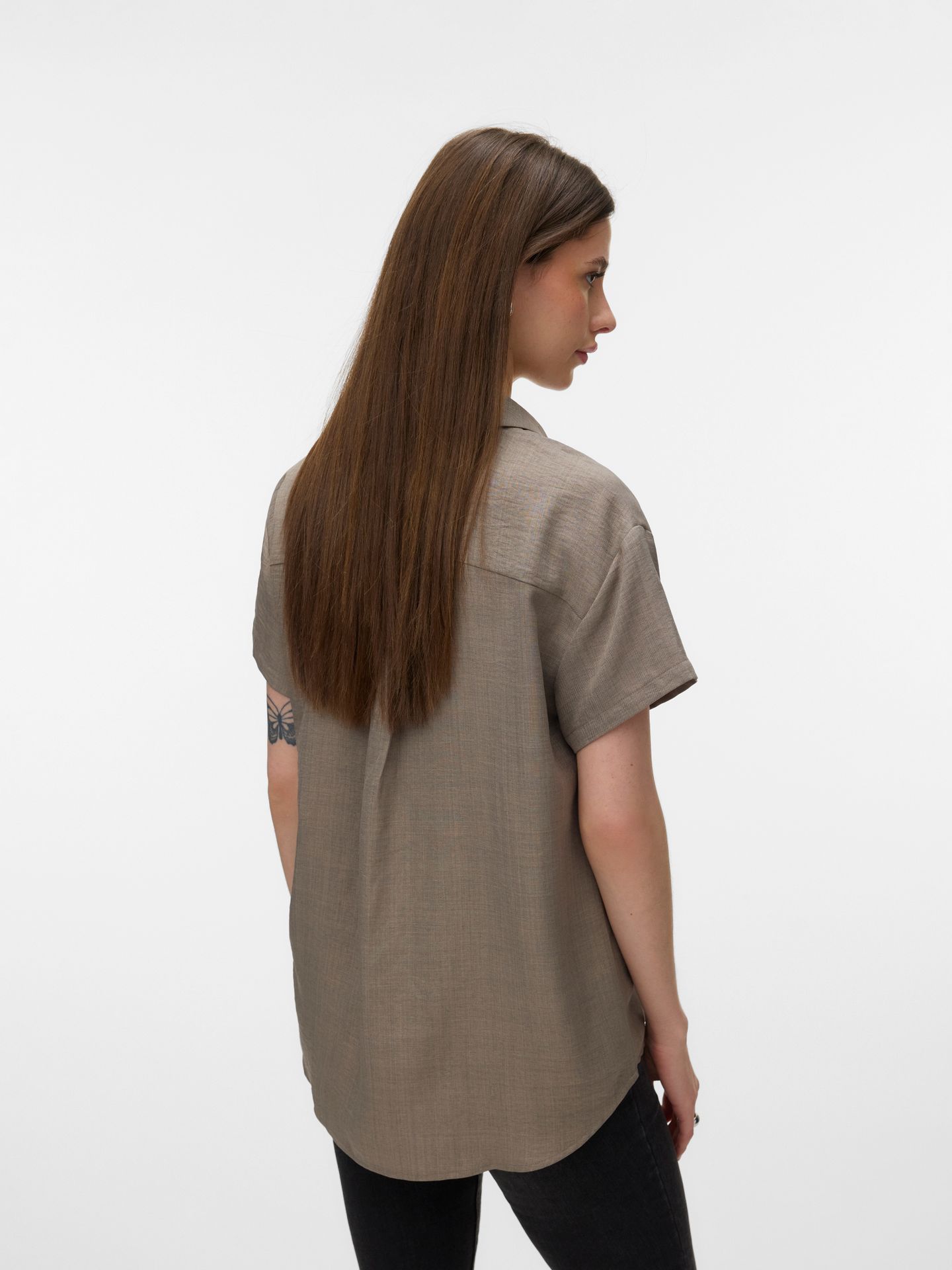 Vero Moda VMMELANEY QUEENY SS SHIRT WVN GA Brindle 2900165676028