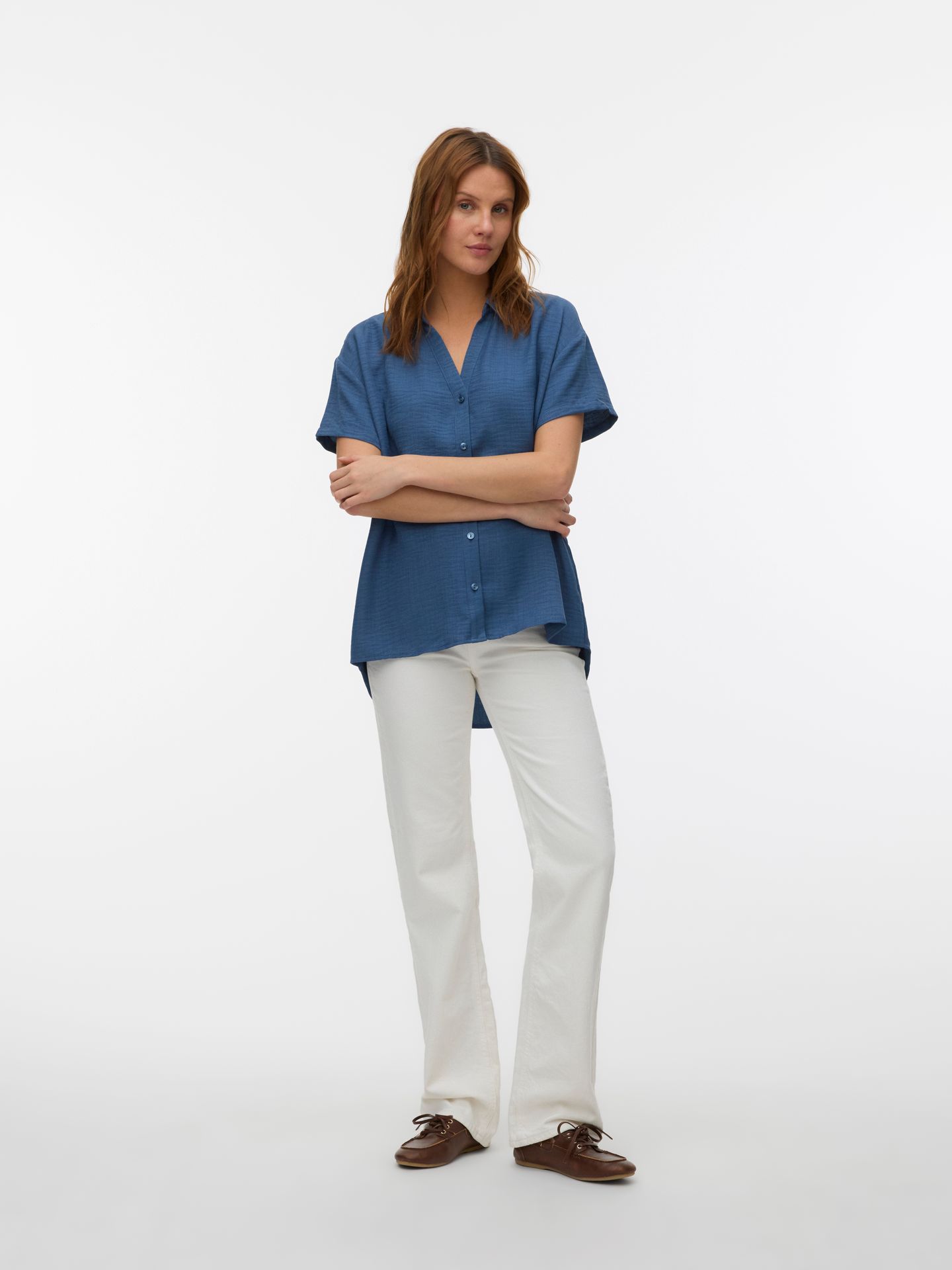 Vero Moda VMMELANEY QUEENY SS SHIRT WVN GA Dark Denim/Melange 2900164310022