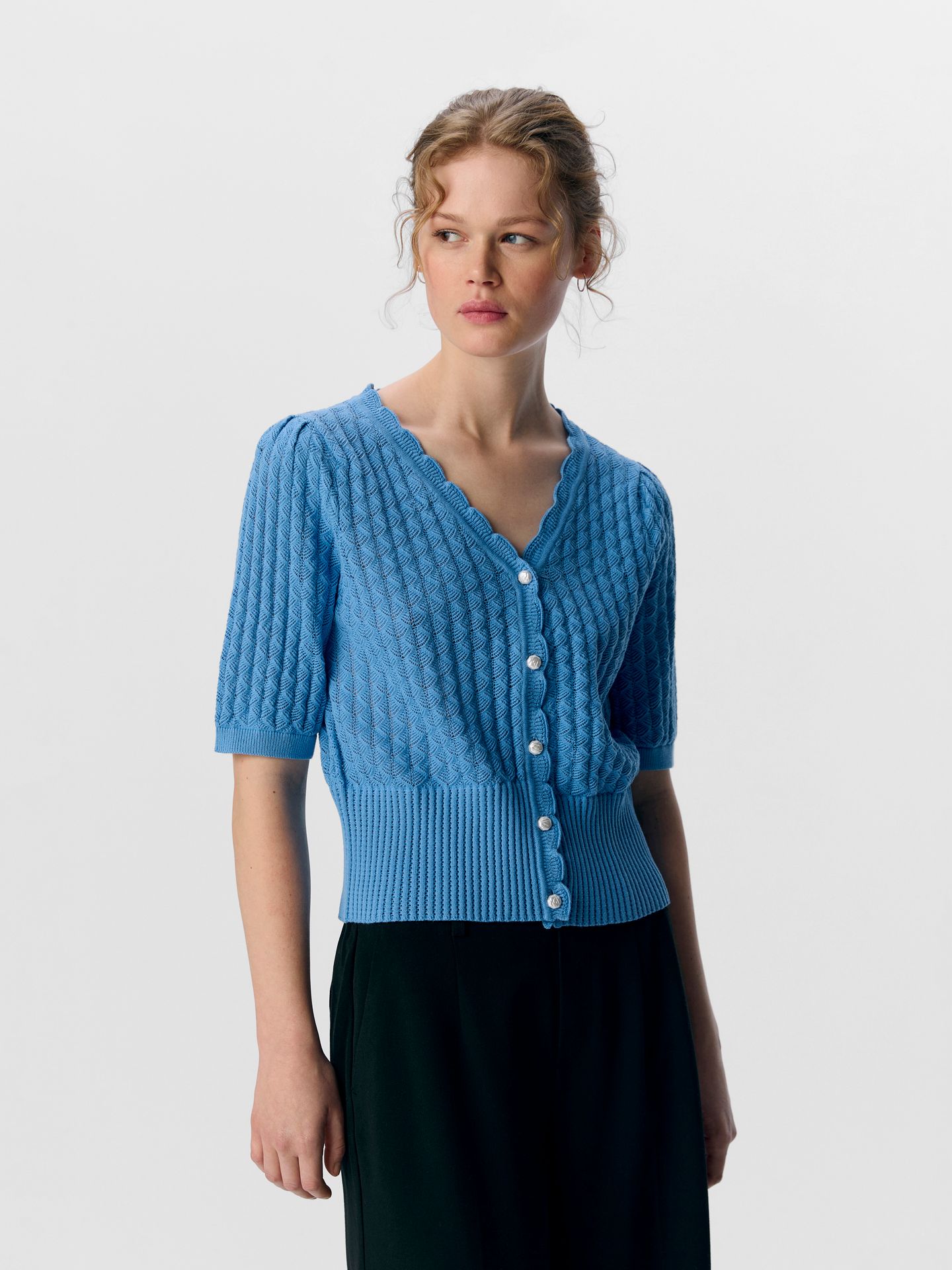 Object OBJNOEMI KNIT 2/4 RE CARDIGAN 138 Cornflower Blue 2900154638020