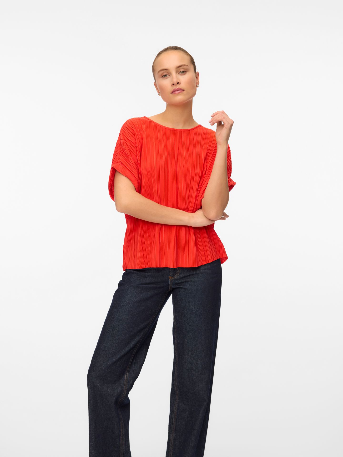 Vero Moda VMAURORA SS O-NECK T-SHIRT JRS GA Fiery Red 2900154643031