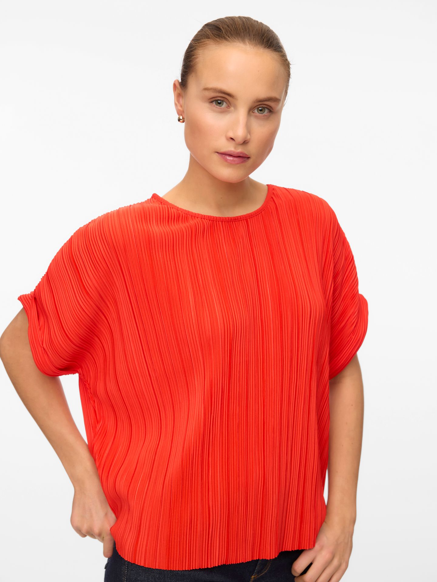 Vero Moda VMAURORA SS O-NECK T-SHIRT JRS GA Fiery Red 2900154643031