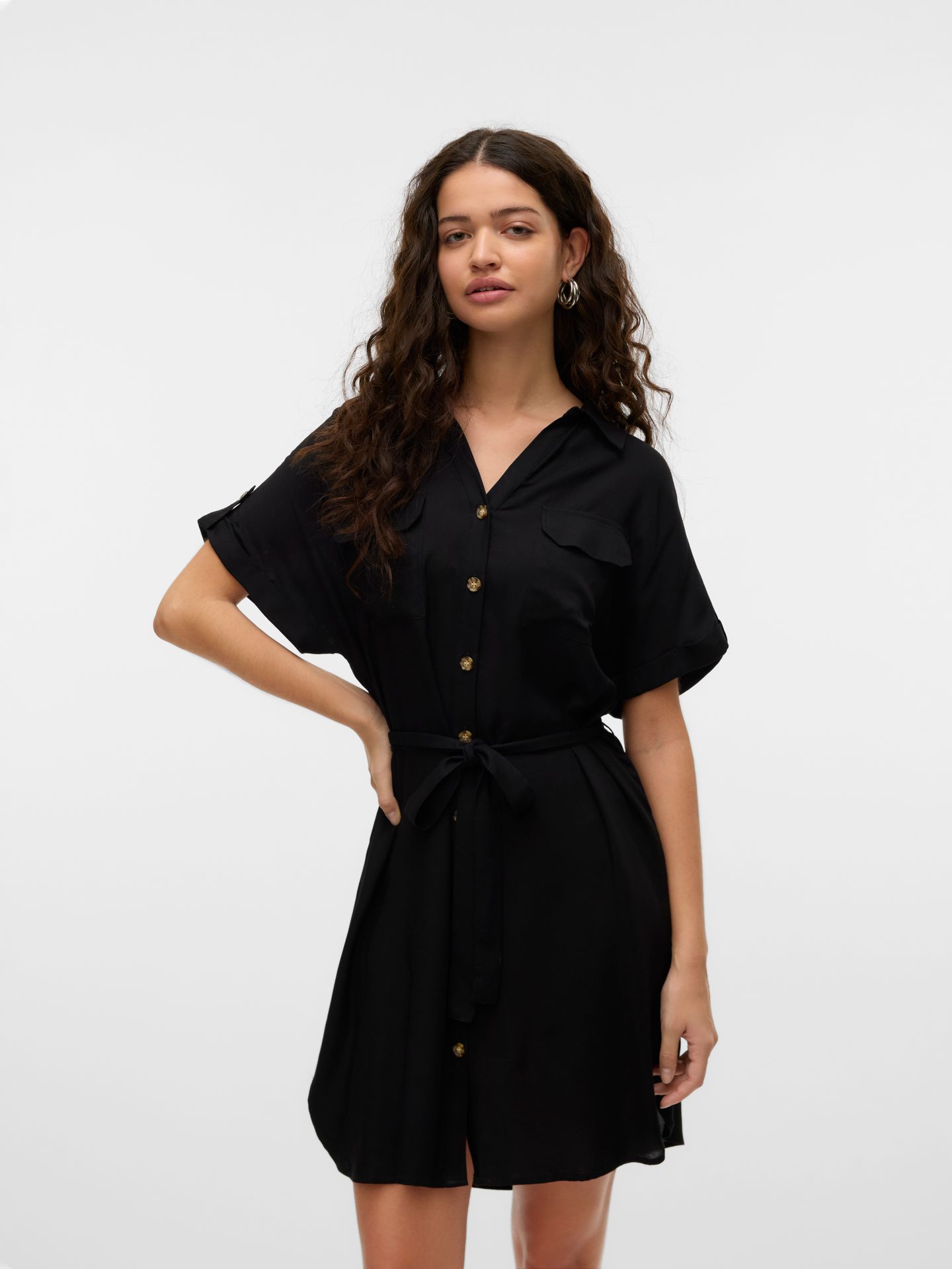 Vero Moda VMBUMPY SS SHORT SHIRT DRESS WVN GA Black 00112292-EKA26011400000025
