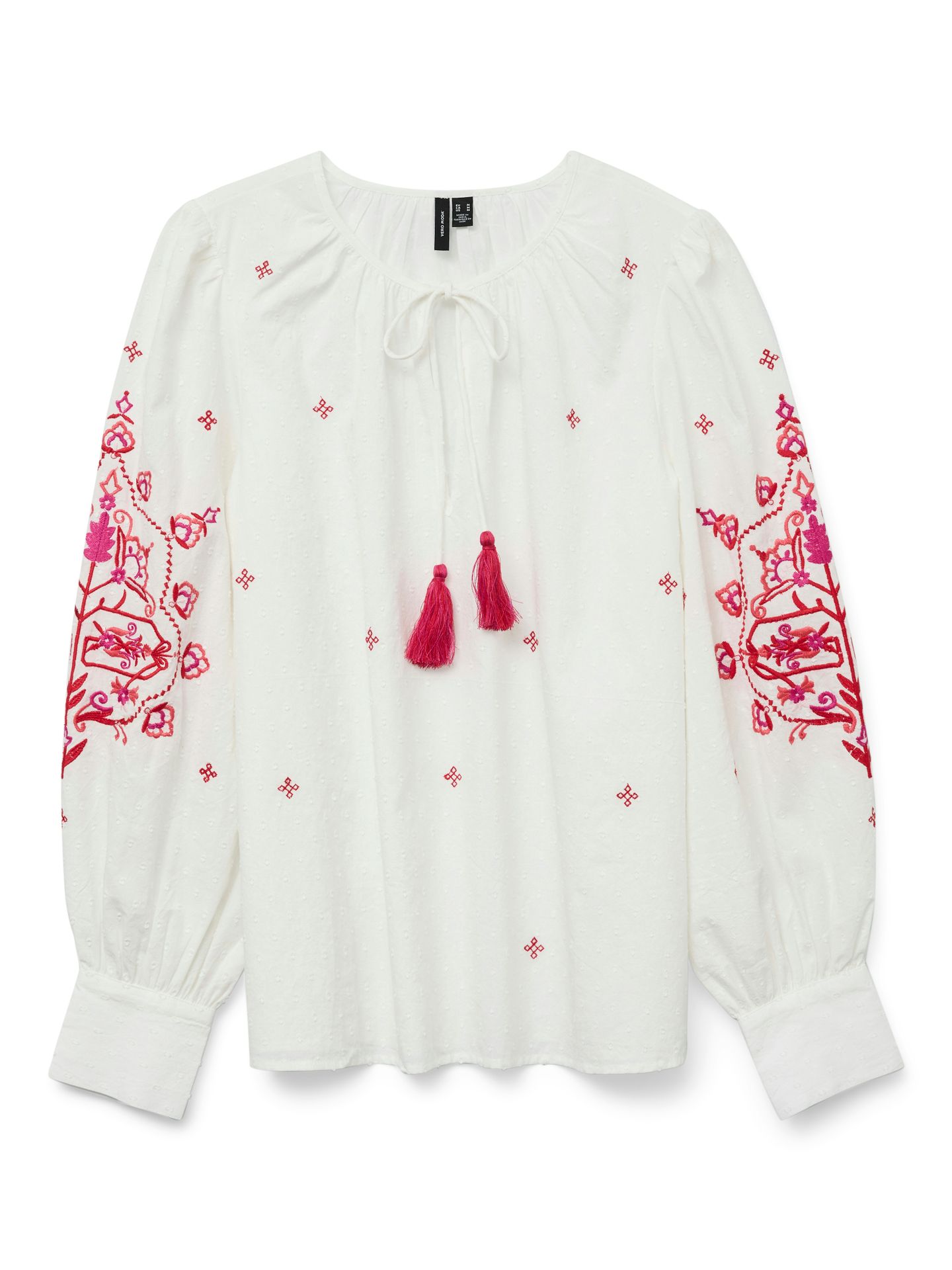 Vero Moda VMHIBA LS TOP WVN SPE Snow White/Carbaret Embroidery 2900154647046