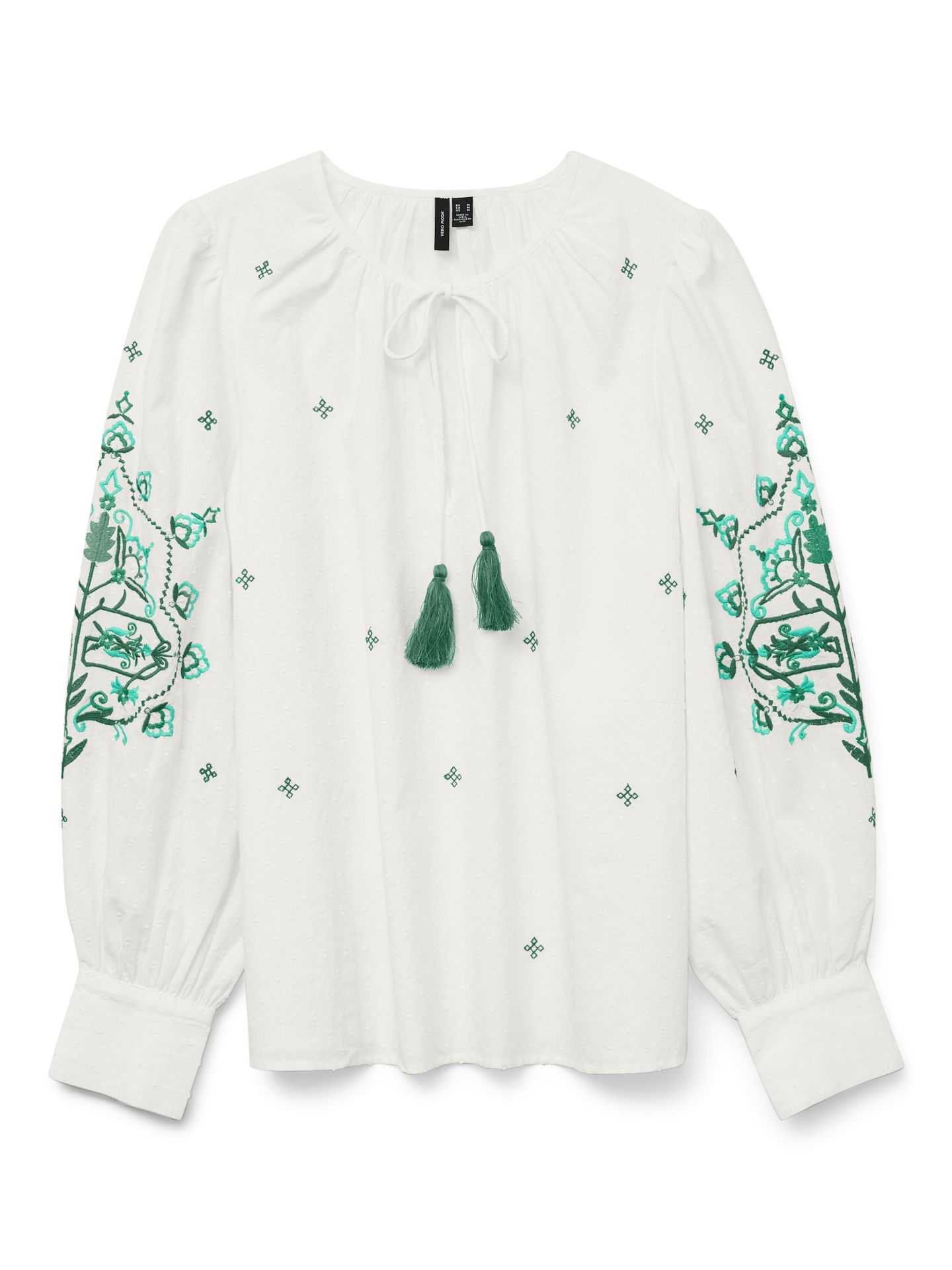 Vero Moda VMHIBA LS TOP WVN SPE Snow White/Bosphorus Embroidery 2900154646032