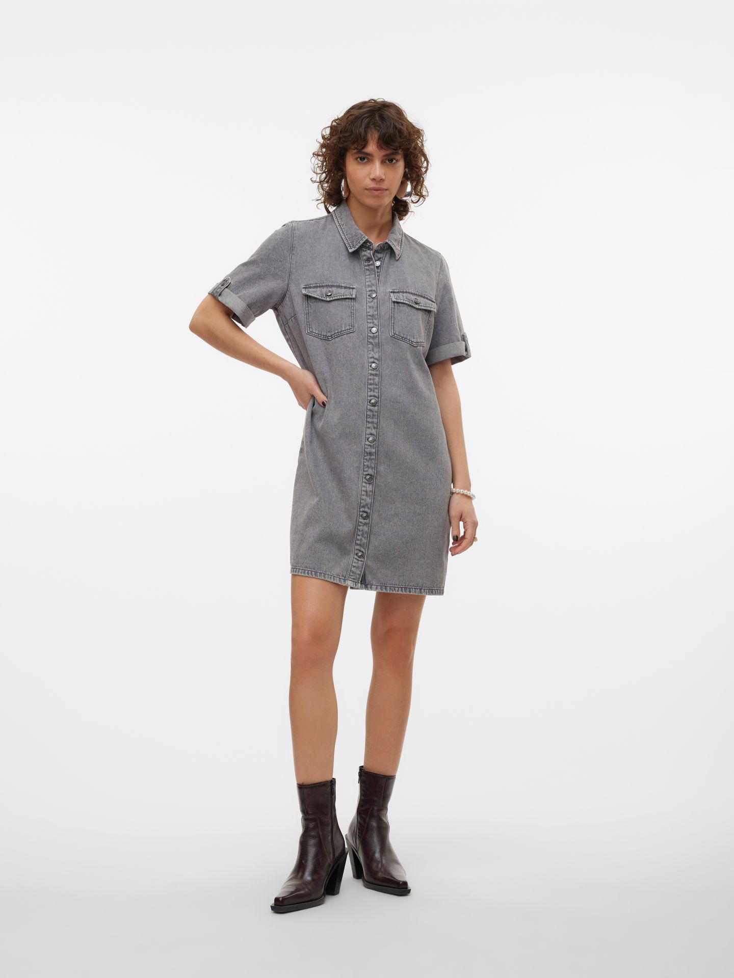 Vero Moda VMJENNIE SS SHORT DENIM DRESS GA NO Medium Grey Denim 2900163790023