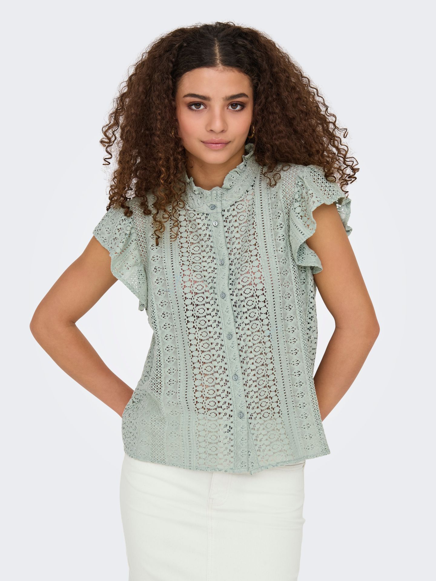 Only ONLGABINA CAP SLEEVE TOP WVN Jadeite 2900154660014