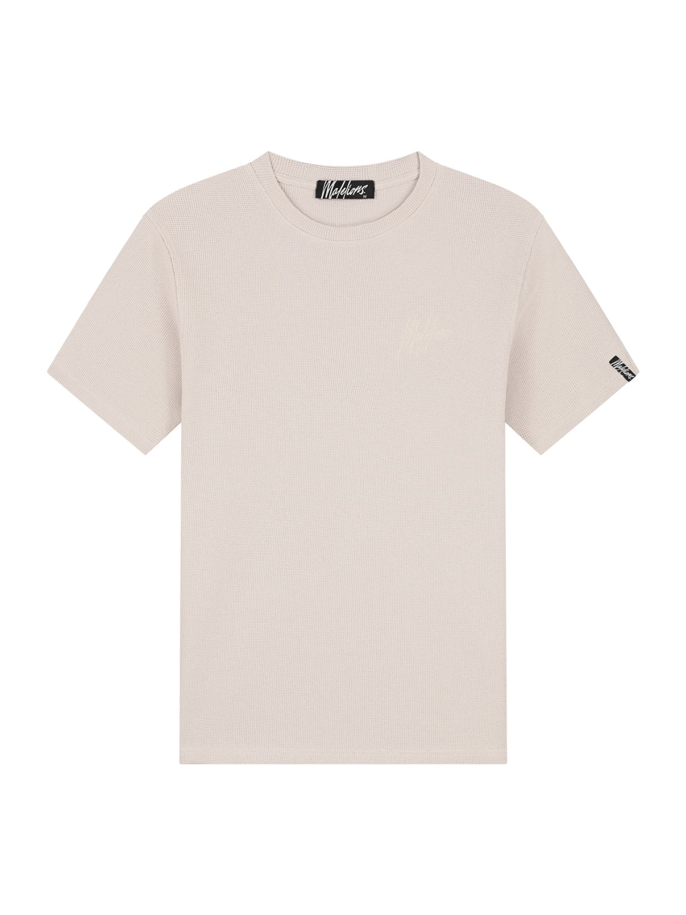 Malelions Men signature waffle t-shirt Beige 00112310-A3