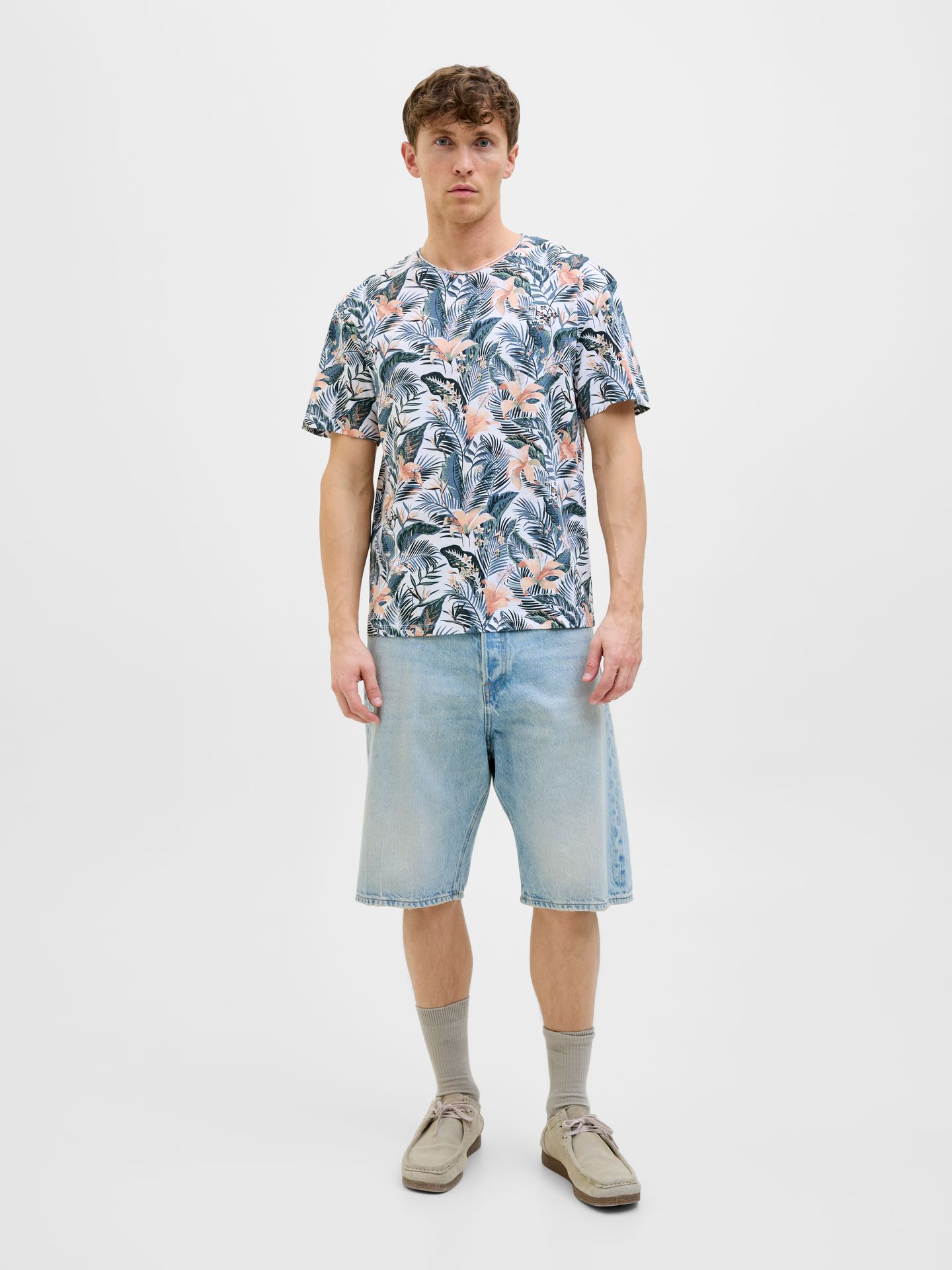 Jack & Jones JJEBRYAN AOP TEE S/S O-NECK SN White 2900154705036