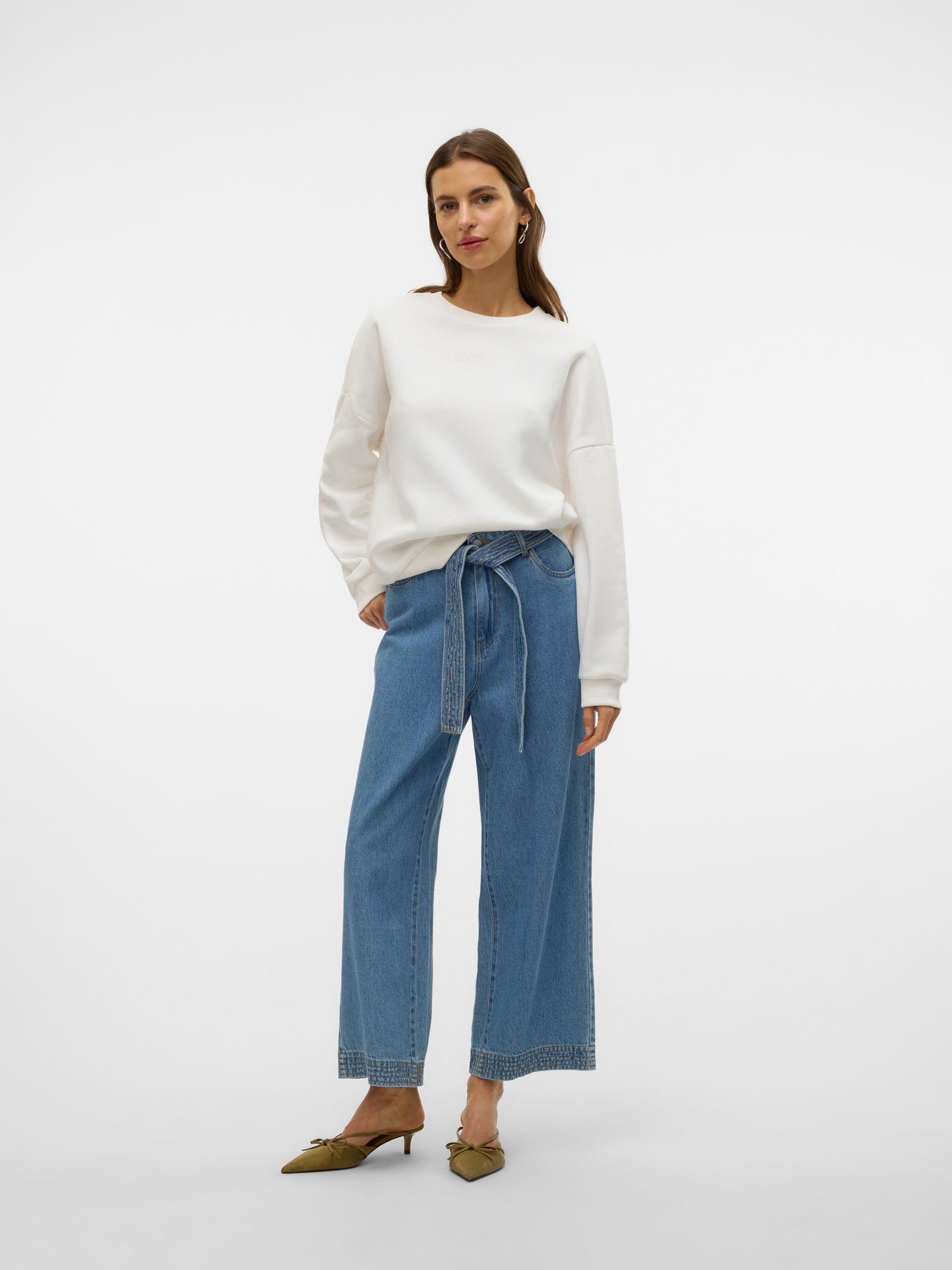 Vero Moda VMPERNILLE BEA LS SWEAT BOX JRS Snow White/Lemonade 2900154710023