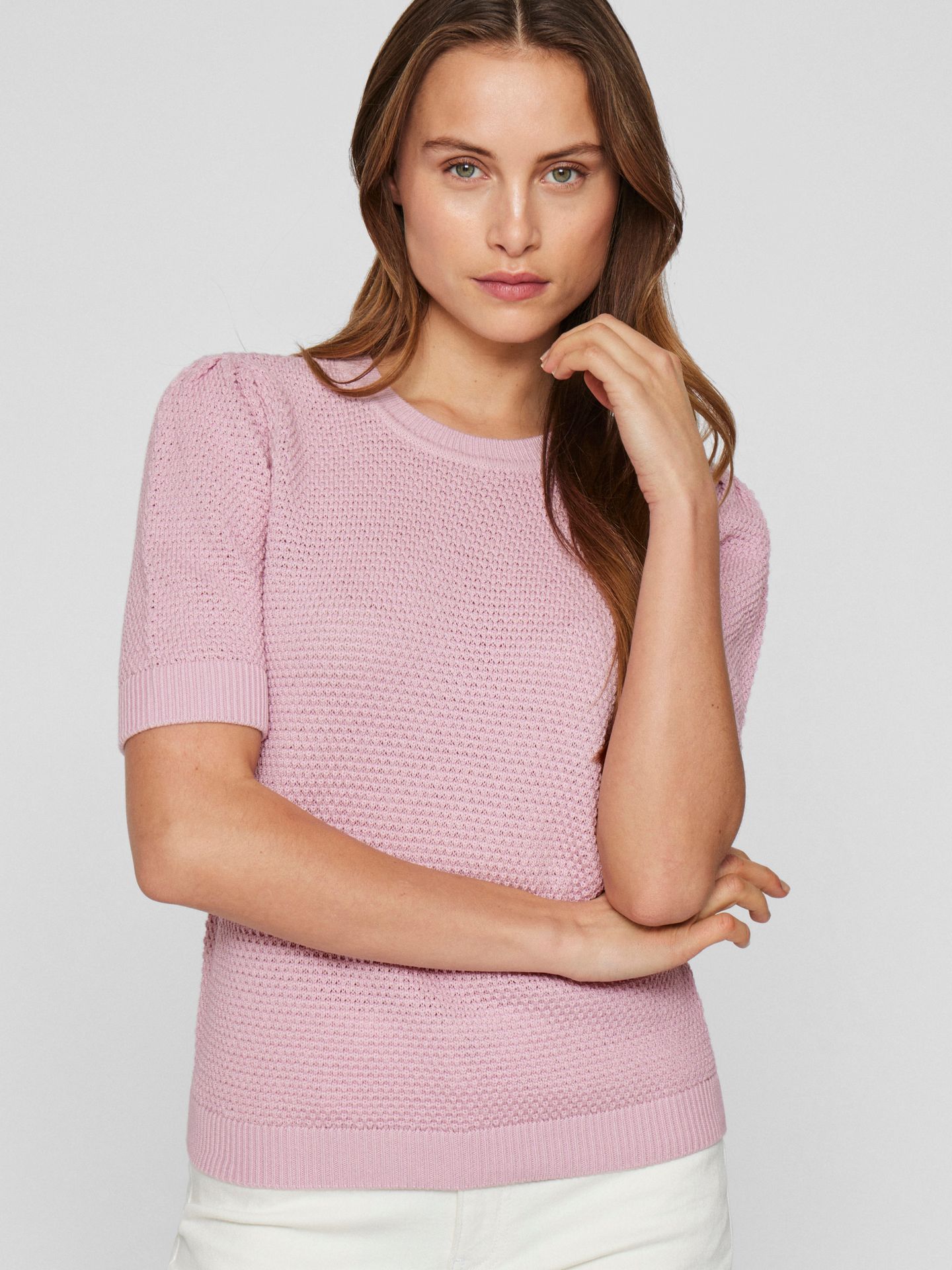 vila VIDALO O-NECK S/S KNIT TOP - NOOS Winsome Orchid 2900154716049