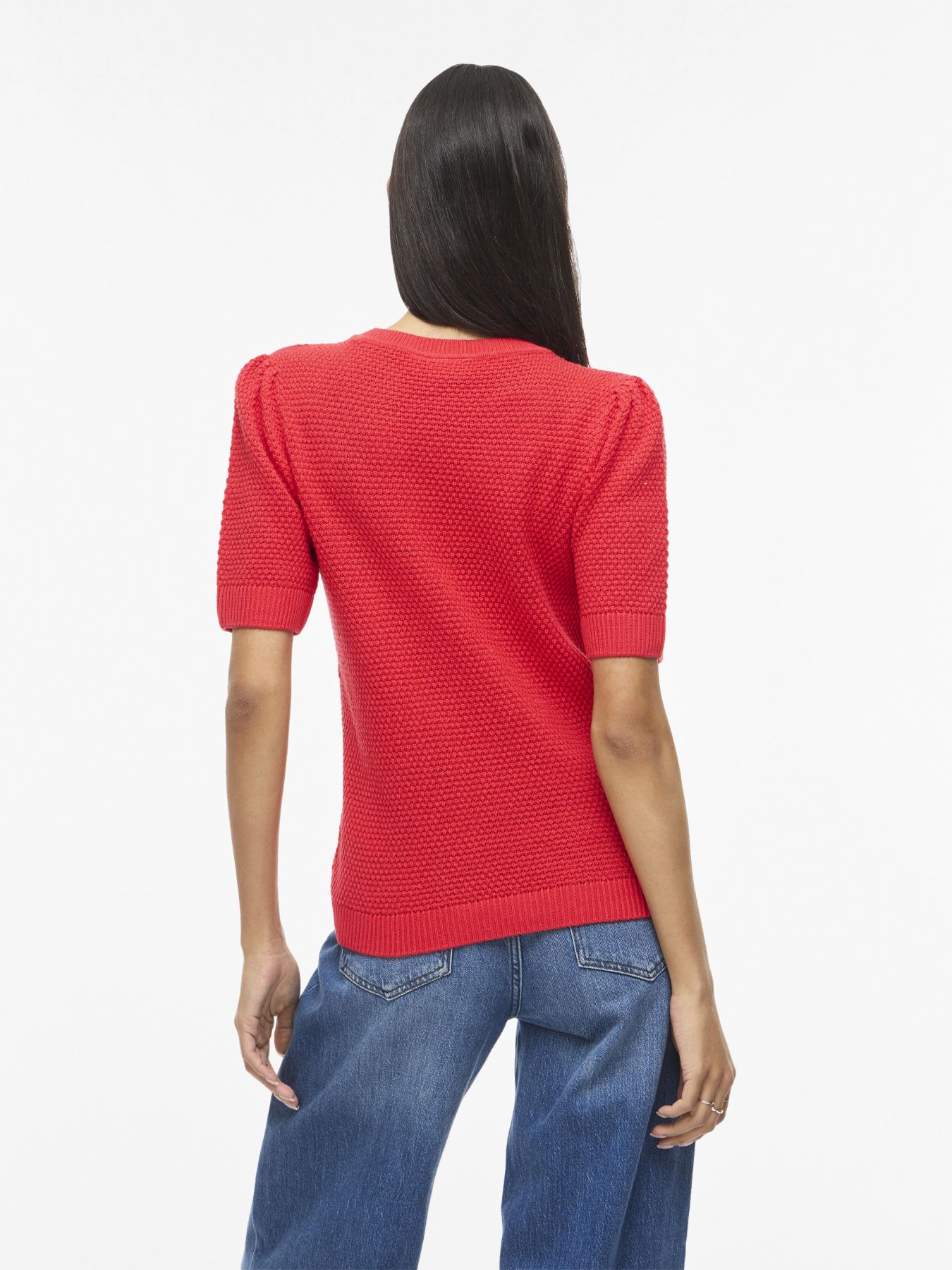 Vila VIDALO O-NECK S/S KNIT TOP - NOOS Hibiscus 2900163995022