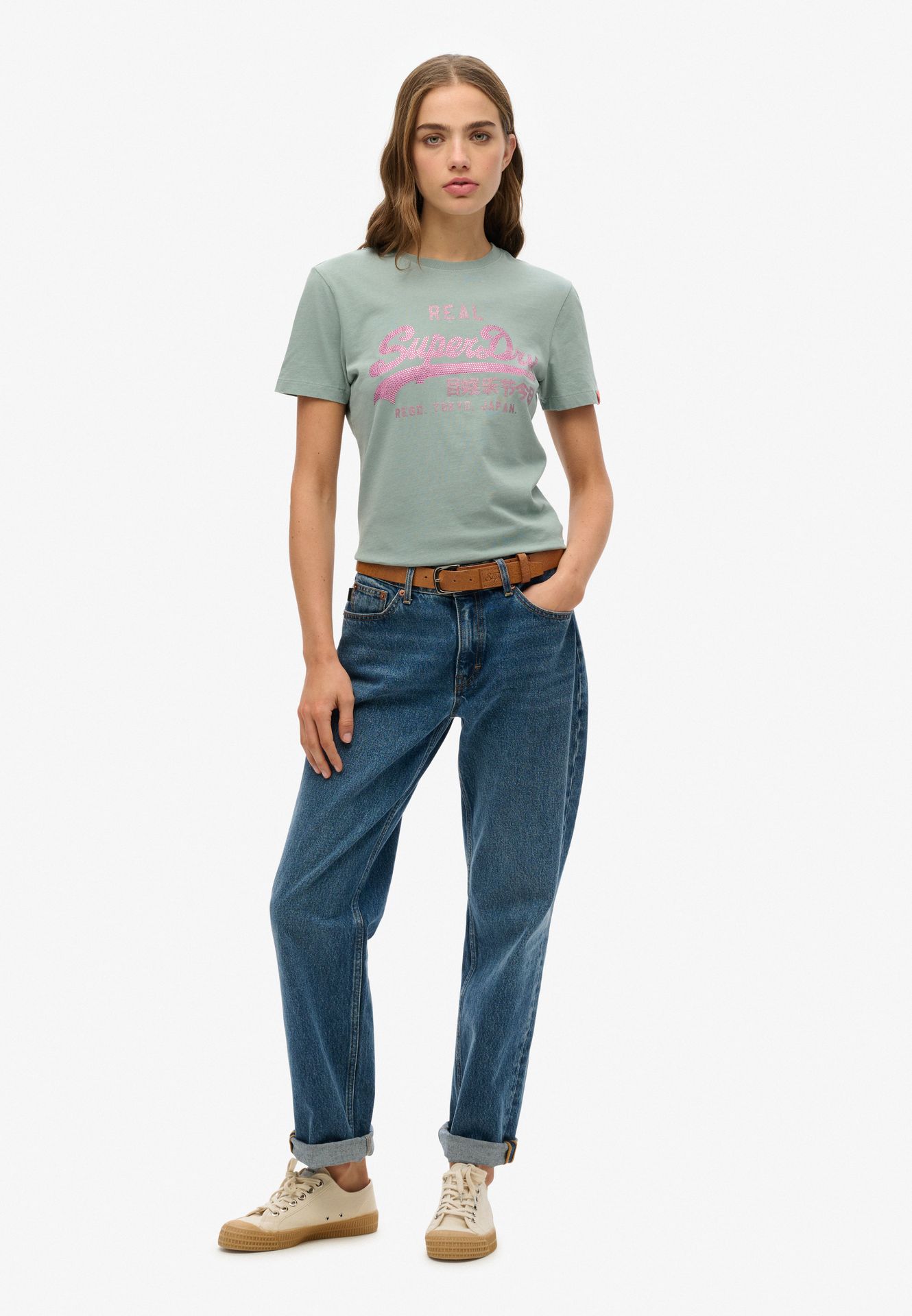 Superdry Vl Rhinestone slim tee Silver Blue 2900154732063