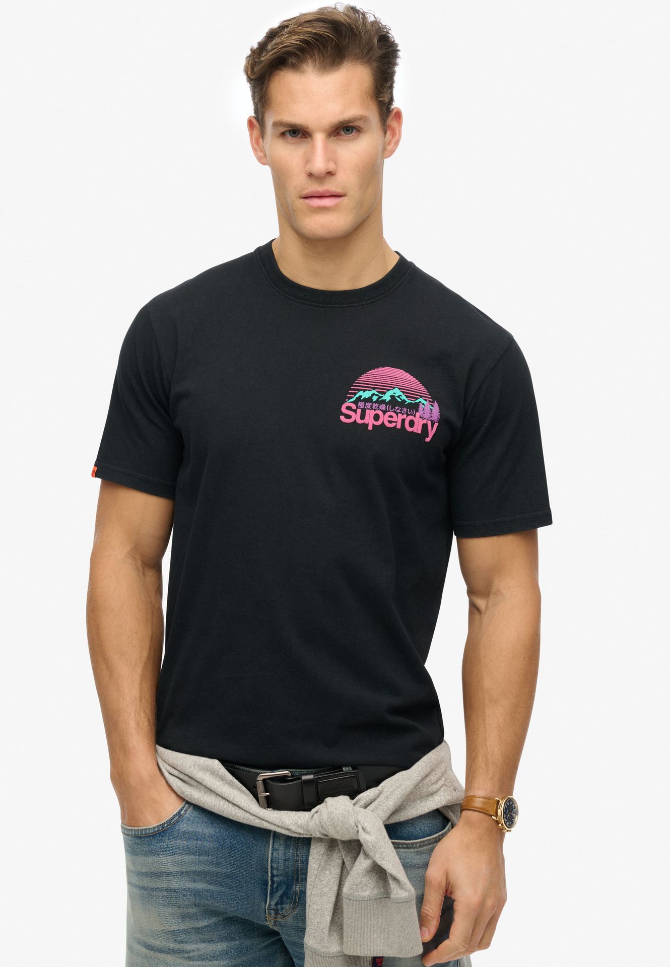 Superdry Cl Great outdoors chest tee Zwart 2900154757073