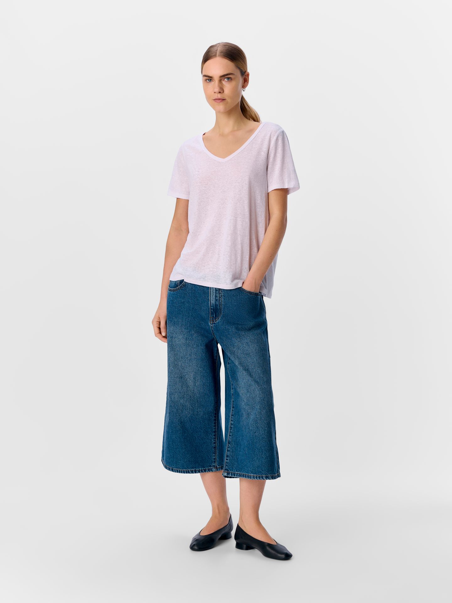 Object OBJTHEA S/S RE V-NECK TOP NOOS White 2900154783010