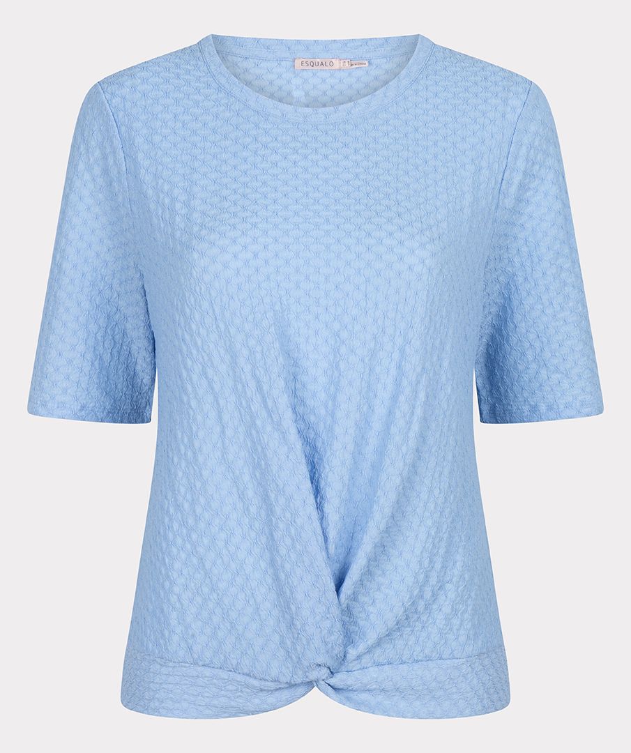 Esqualo Top s/slve knot structure 619 sky blue 00112391-EKA26009300000036