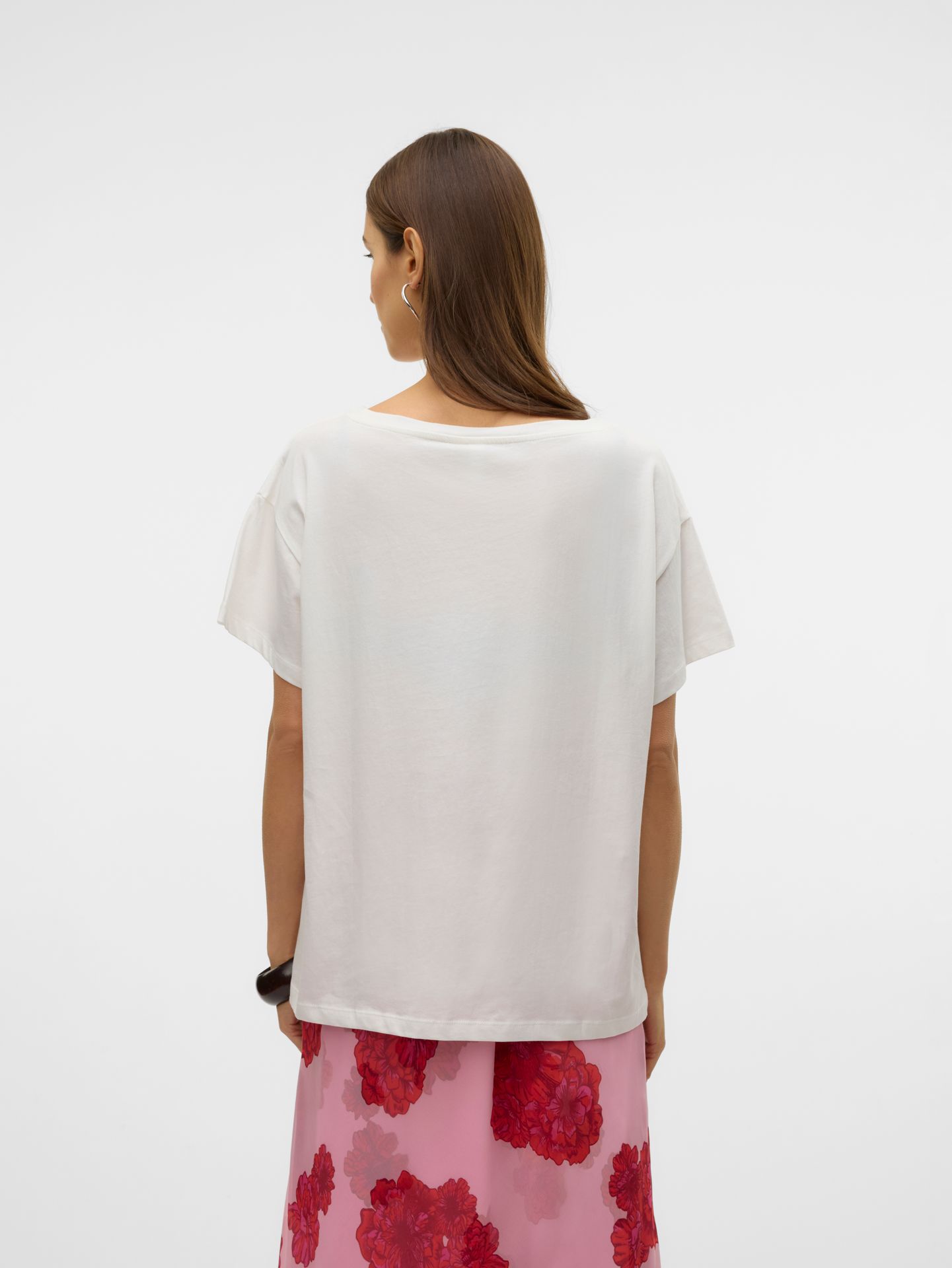 Vero Moda VMDINA S/S BOAT NECK TOP JRS BTQ GA Snow White/Artichoke 2900154960022