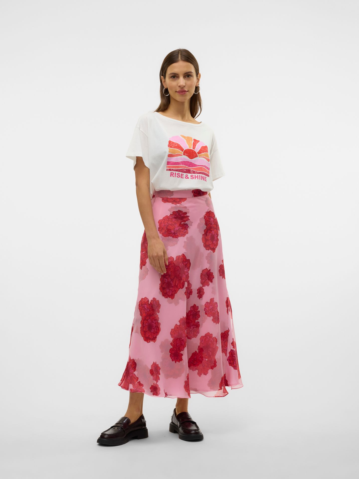 Vero Moda VMDINA S/S BOAT NECK TOP JRS BTQ GA Snow White/Artichoke 2900154960022