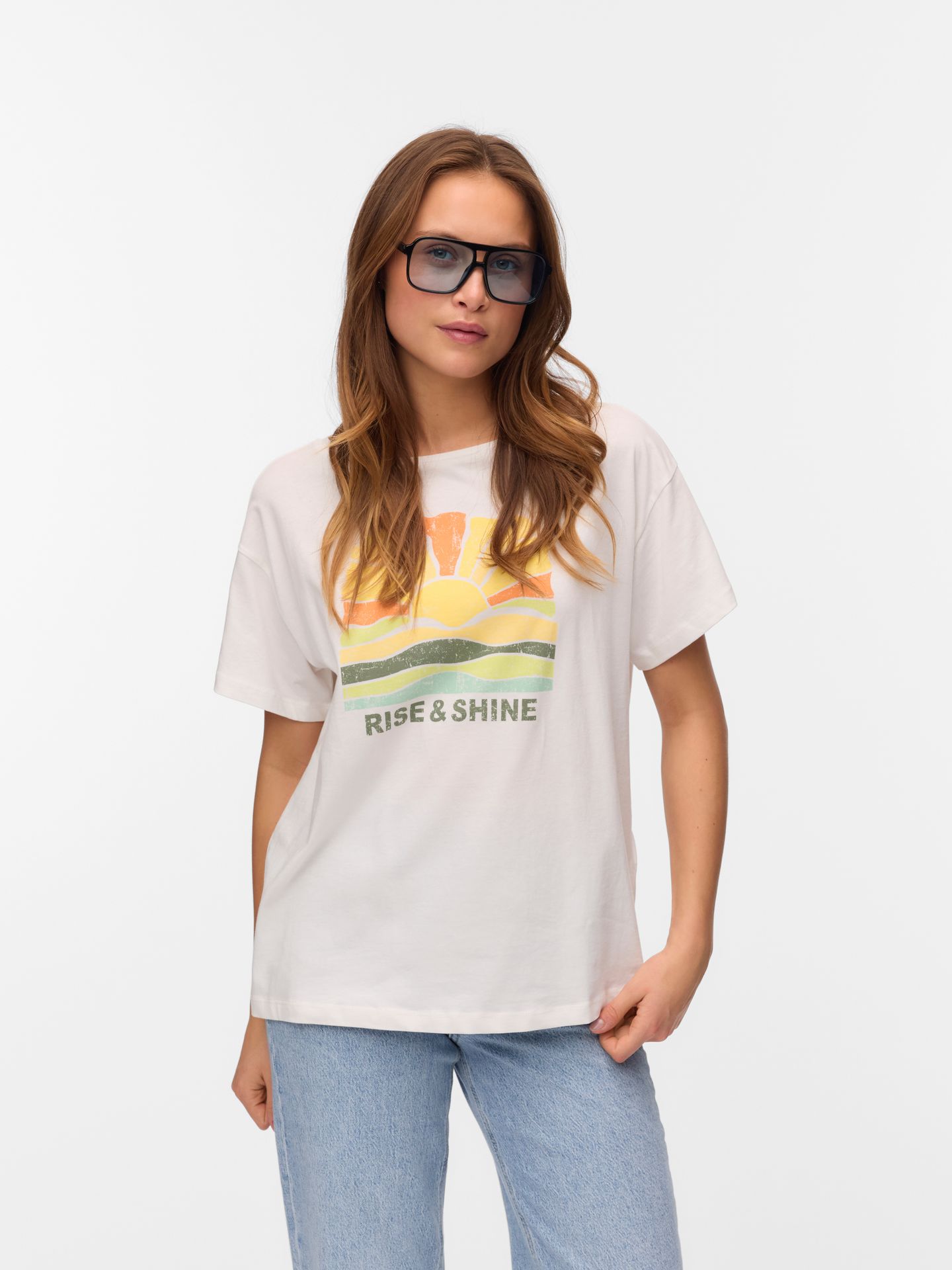 Vero Moda VMDINA S/S BOAT NECK TOP JRS BTQ GA Snow White/Tomato 2900154959057