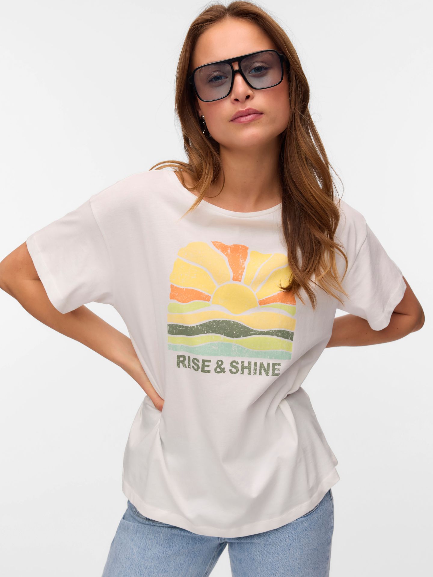 Vero Moda VMDINA S/S BOAT NECK TOP JRS BTQ GA Snow White/Tomato 2900154959057