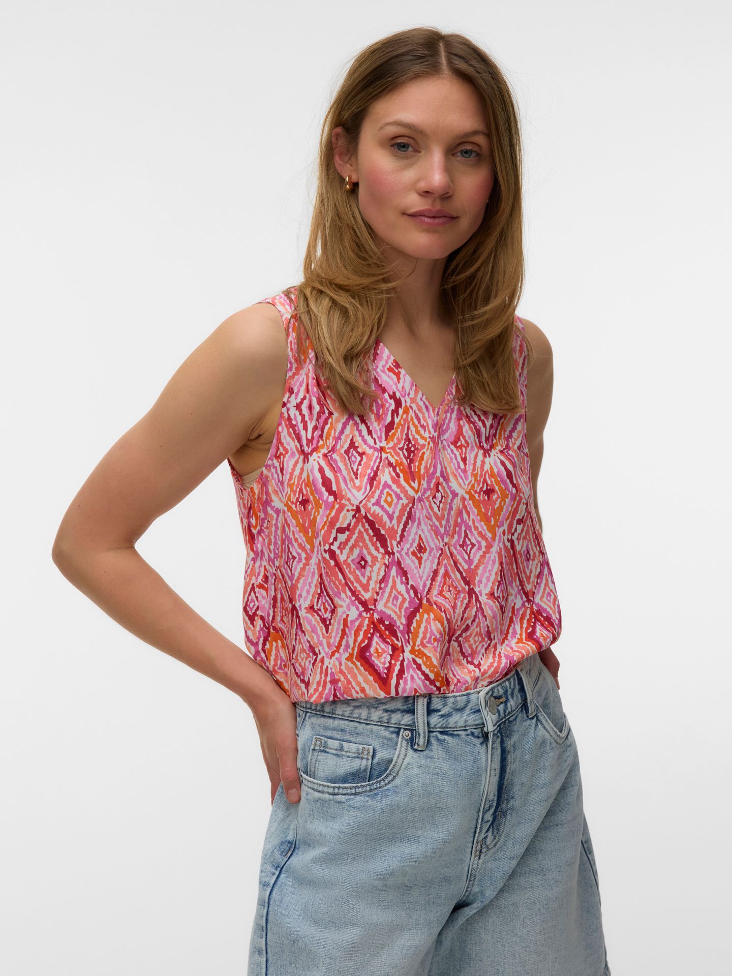 Vero Moda VMEASY JOY S/L V-NECK TOP WVN GA Snow White/Dina 00112445-EKA26011400003480
