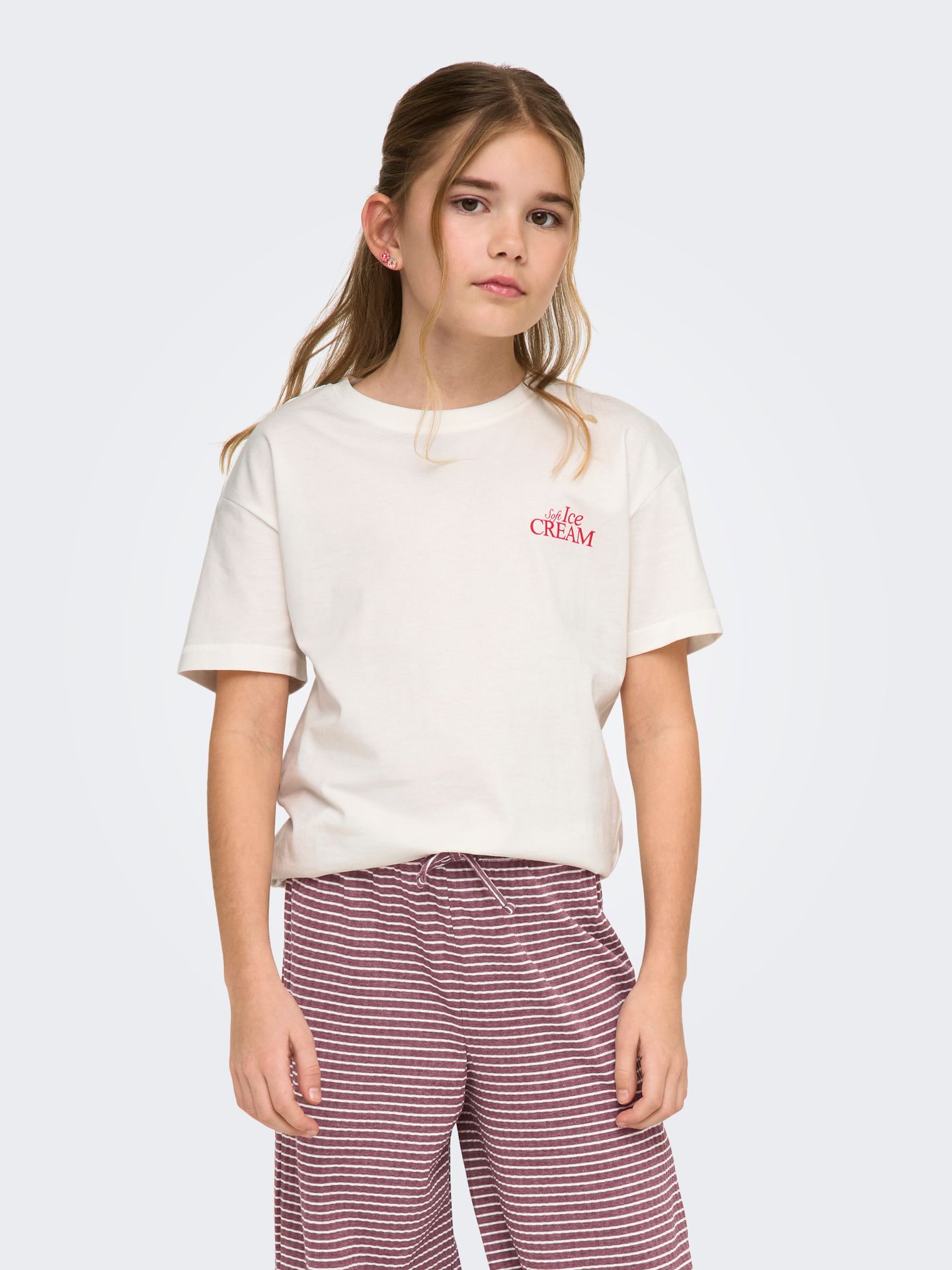 Kids Only KOGHELEN LIFE S/S LOOSE TEE JRS NOO Cloud Dancer/Summer pocket (fuchsia 2900164212029