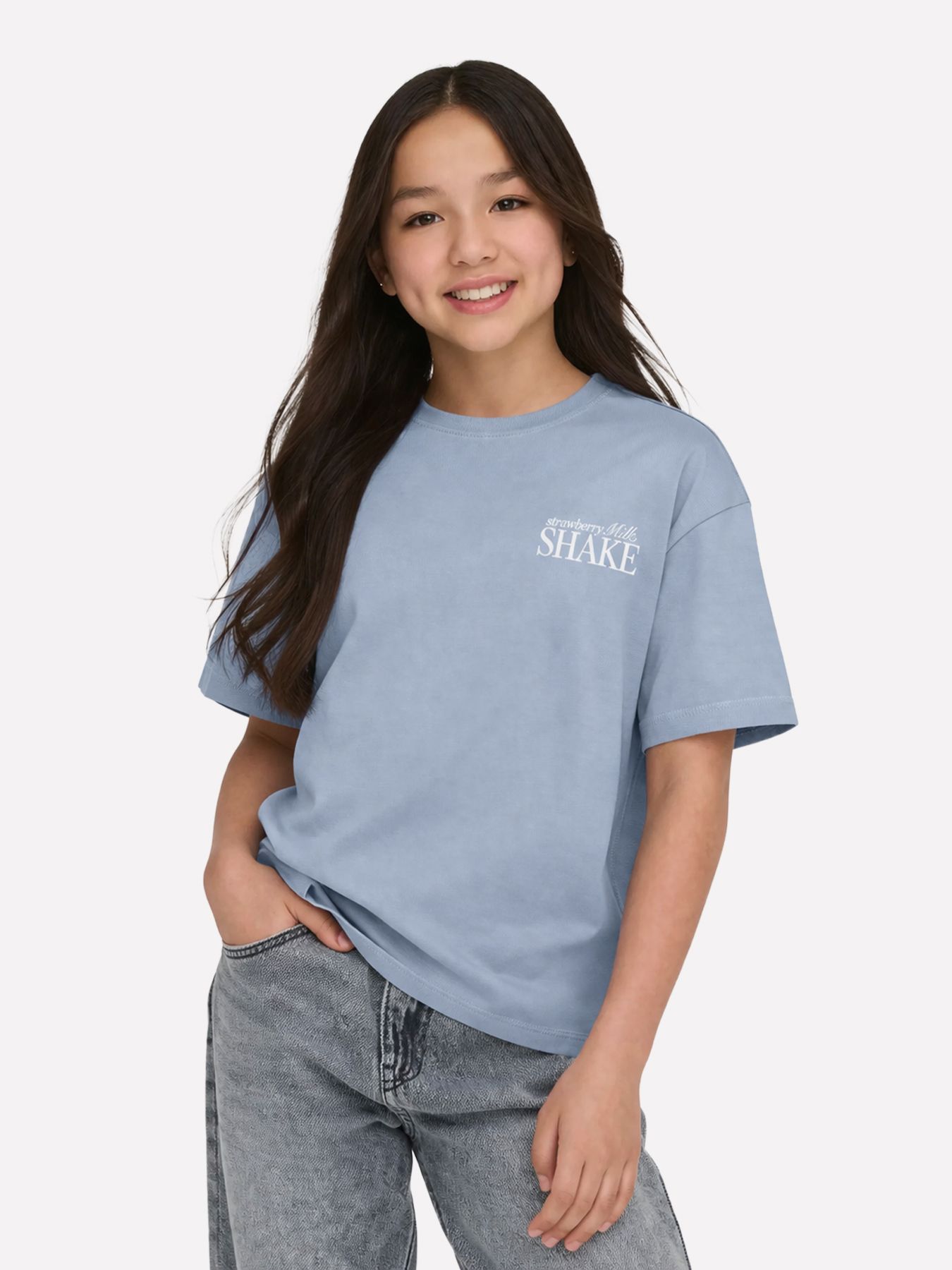 Kids Only KOGHELEN LIFE S/S LOOSE TEE JRS NOO Soft Chambray/Milkshake 00112581-EKA26011400003358