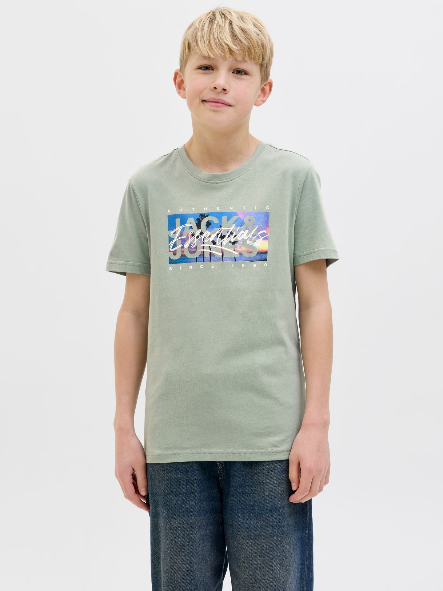 Jack & Jones JJCOLTON PHOTOPRINT TEE SS CREW NE Iceberg Green 00112587-EKA26011400000741