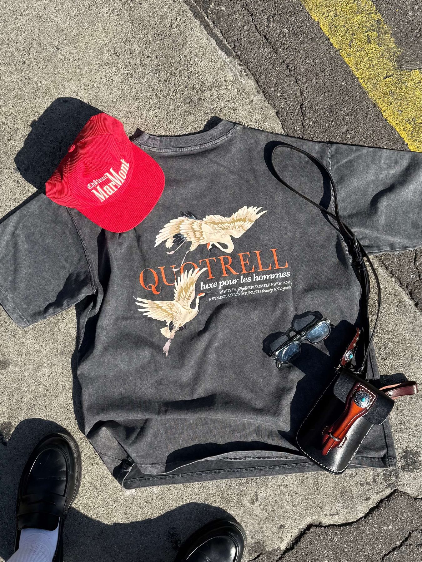 Quotrell Heron tee Acid grey/orange 00112773-AGO