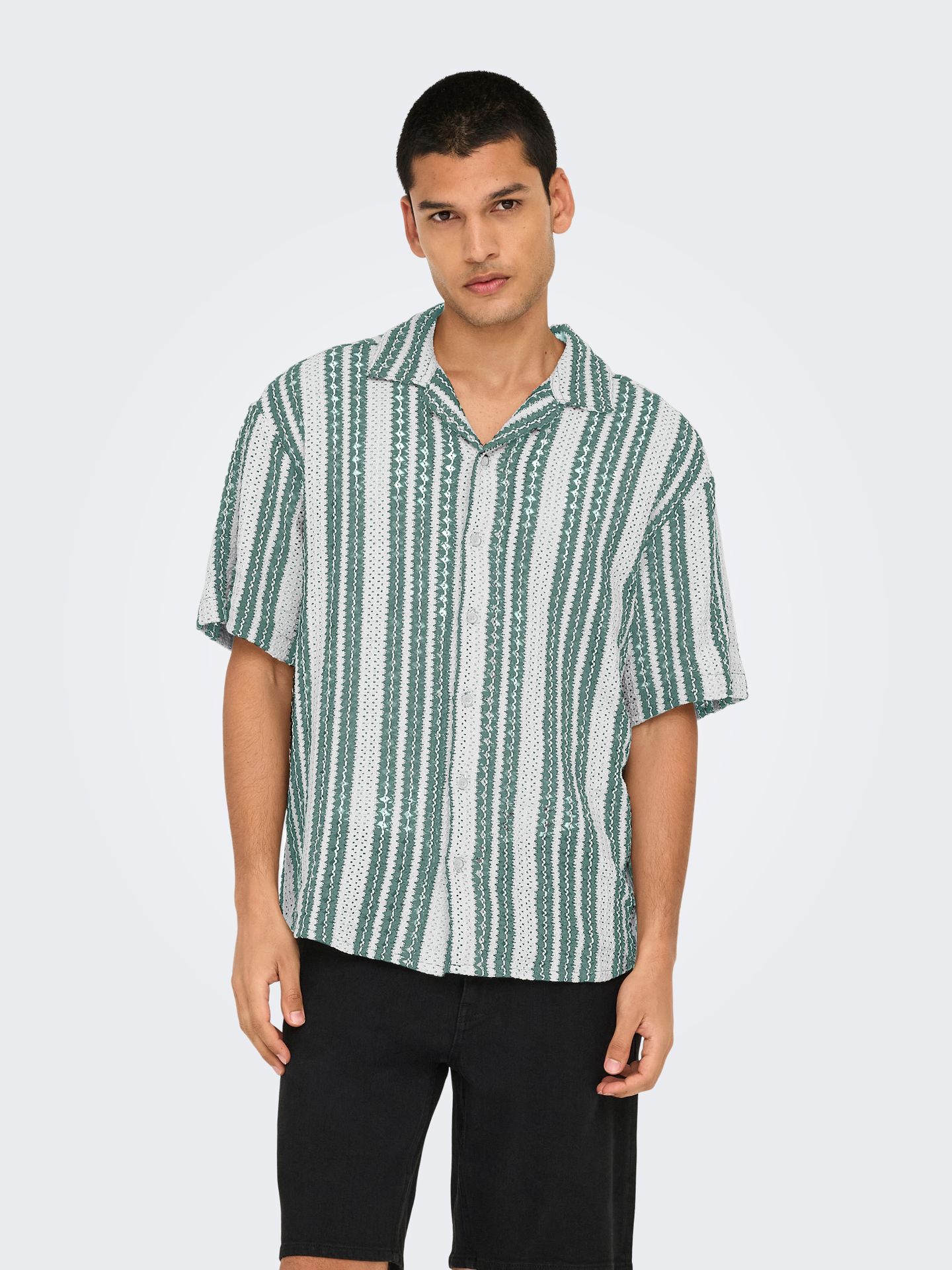 Only & Sons ONSDANI CROCHET SS SHIRT NOOS Comfrey/GARDENIA 2900165897027