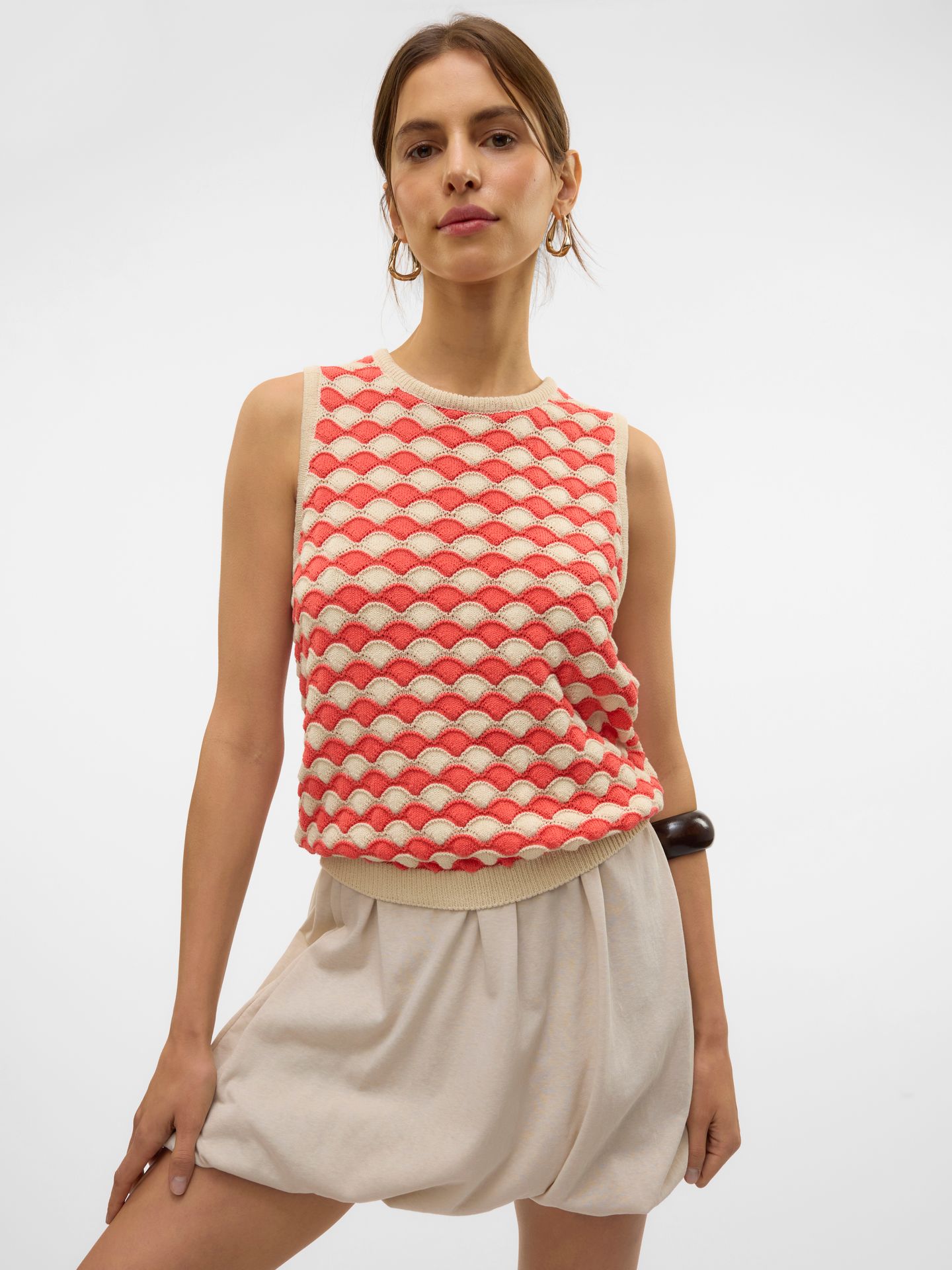 Vero Moda VMCARRY SL O-NECK TOP GA Birch/Dicte 2900155648035