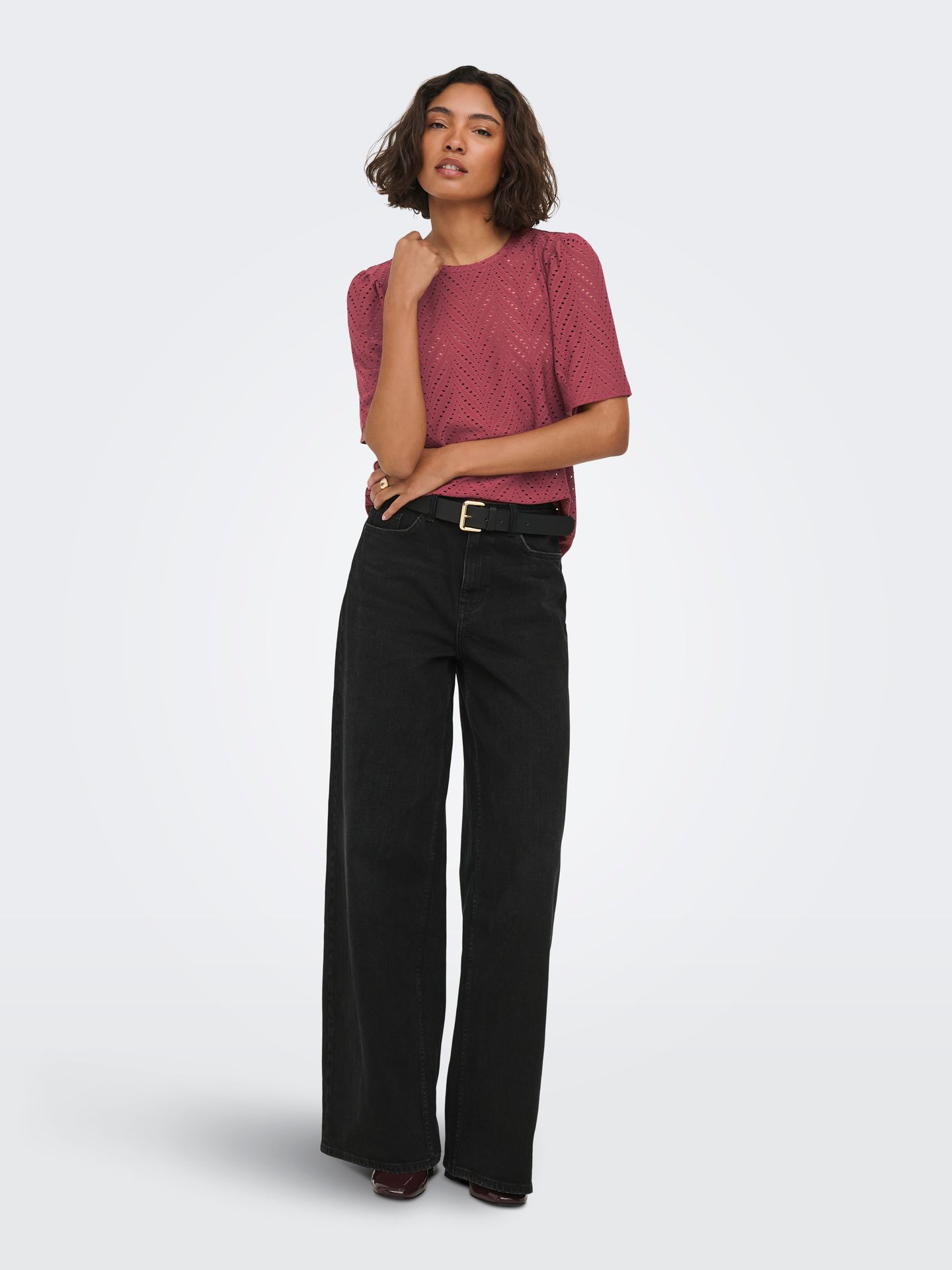 JDY JDYCARLA CATHINKA S/S TOP JRS NOOS Oxblood Red 2900166558026