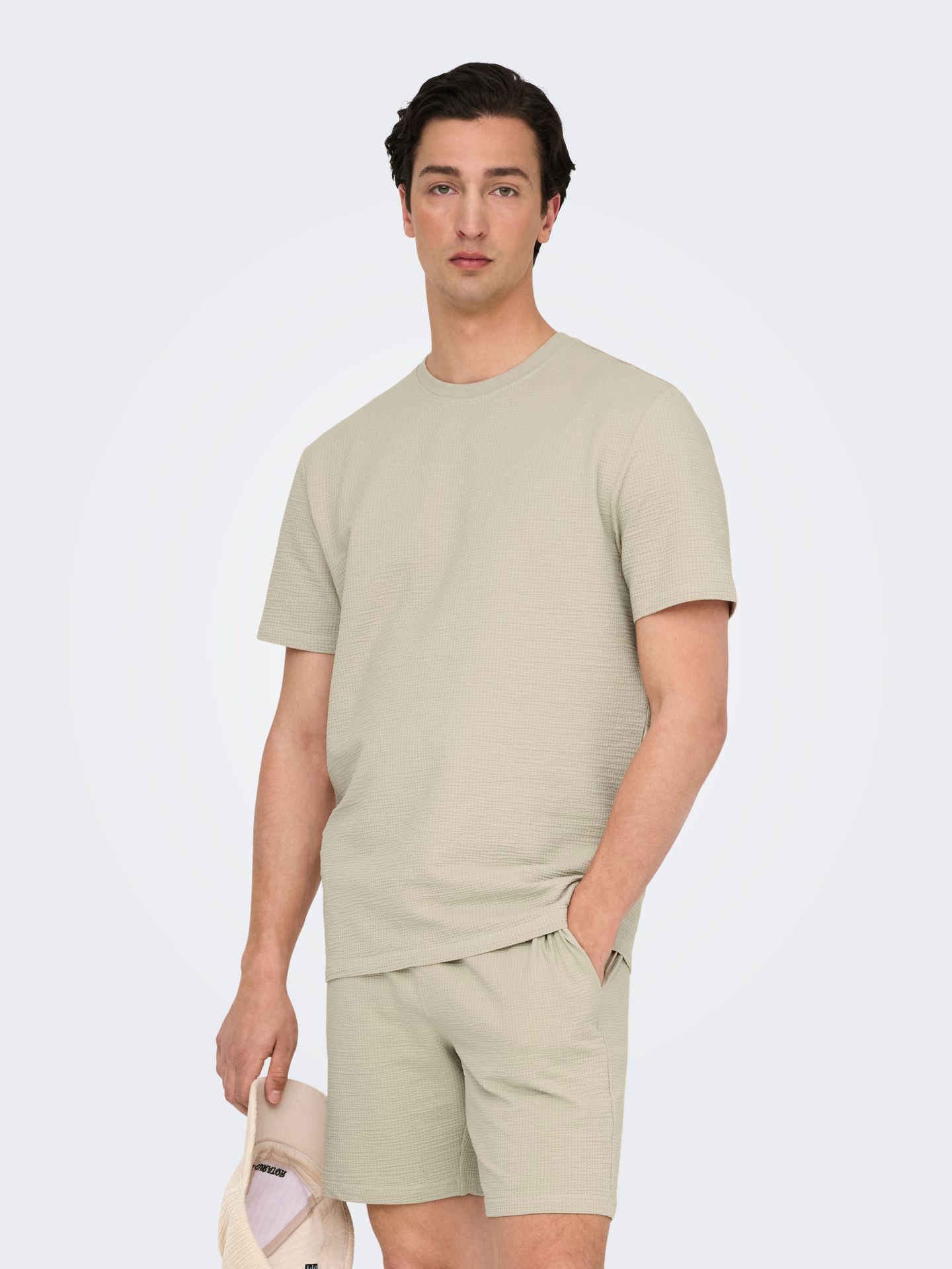 Only & Sons ONSKIAN LIFE REG SEERSUCKER SS TEE Silver Lining 00112802-EKA26011400000722
