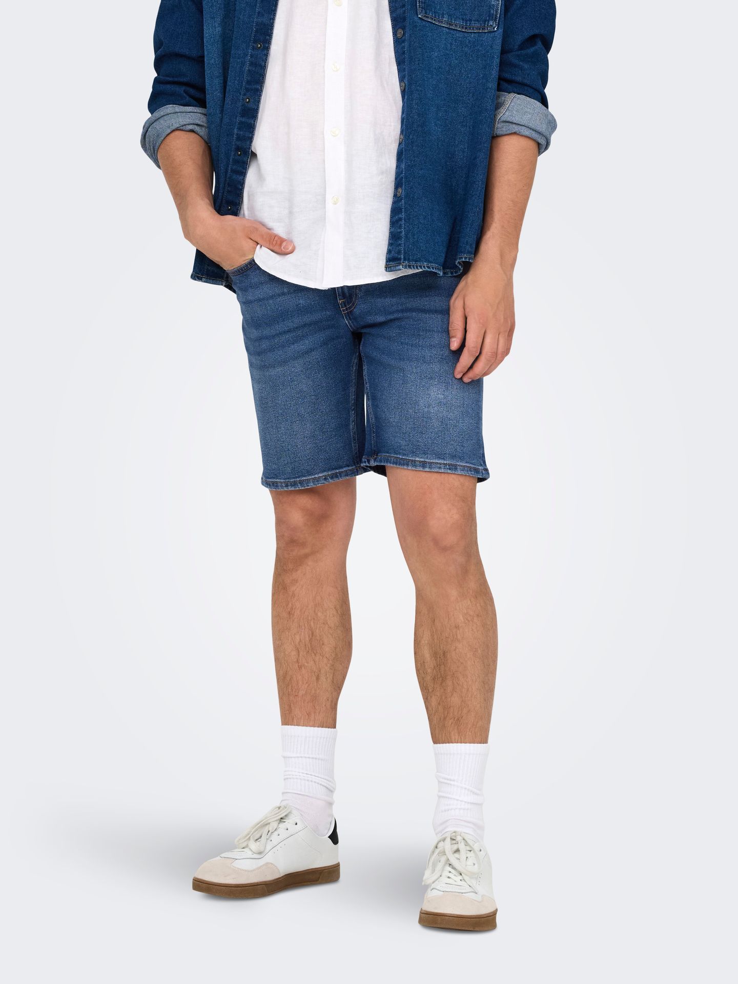 Only & Sons ONSWEFT BOX PIM DNM SHORTS WE Medium Blue Denim 2900155694032