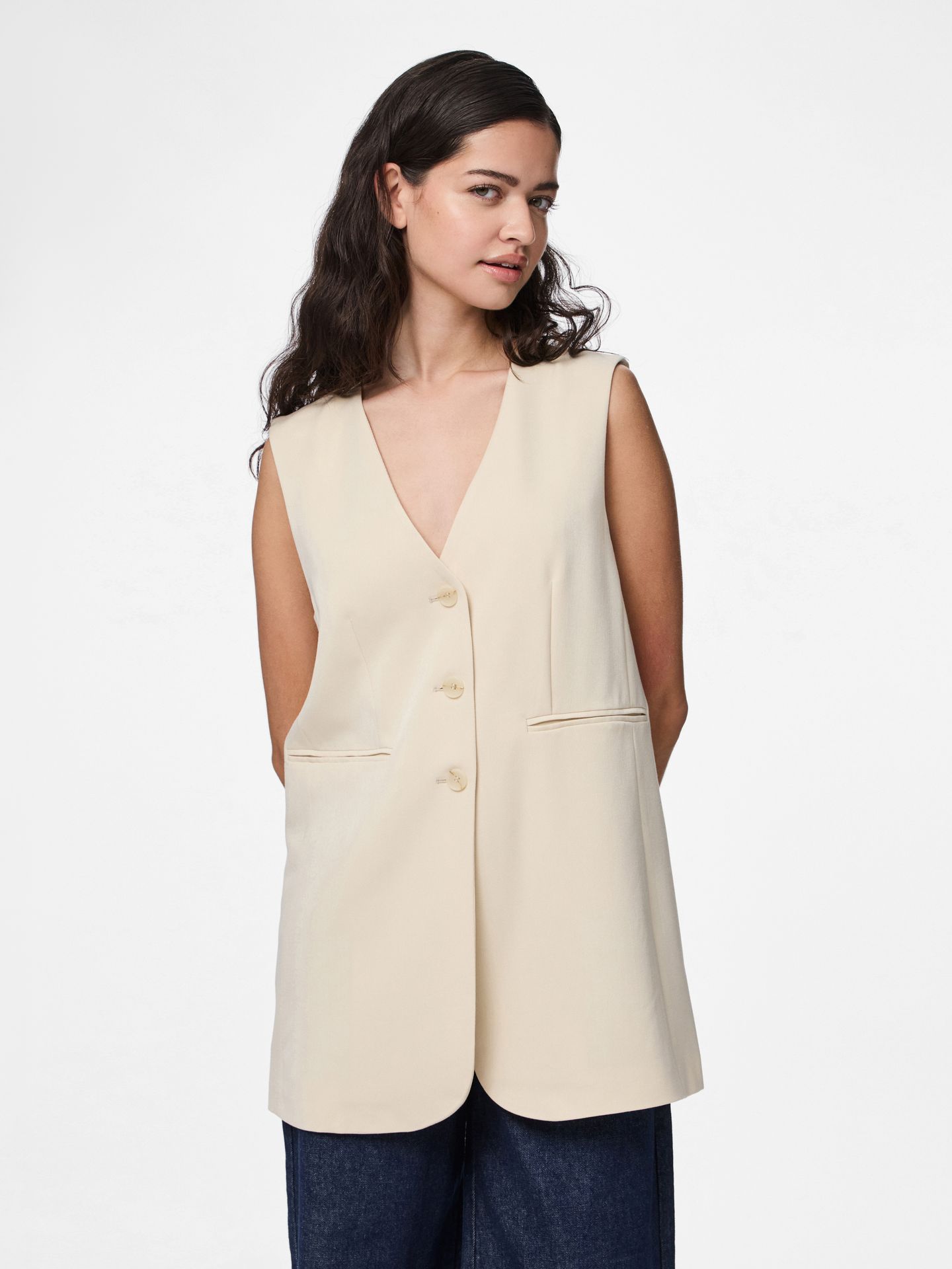 Pieces PCKAMIL SL VEST Sandshell 2900155678056