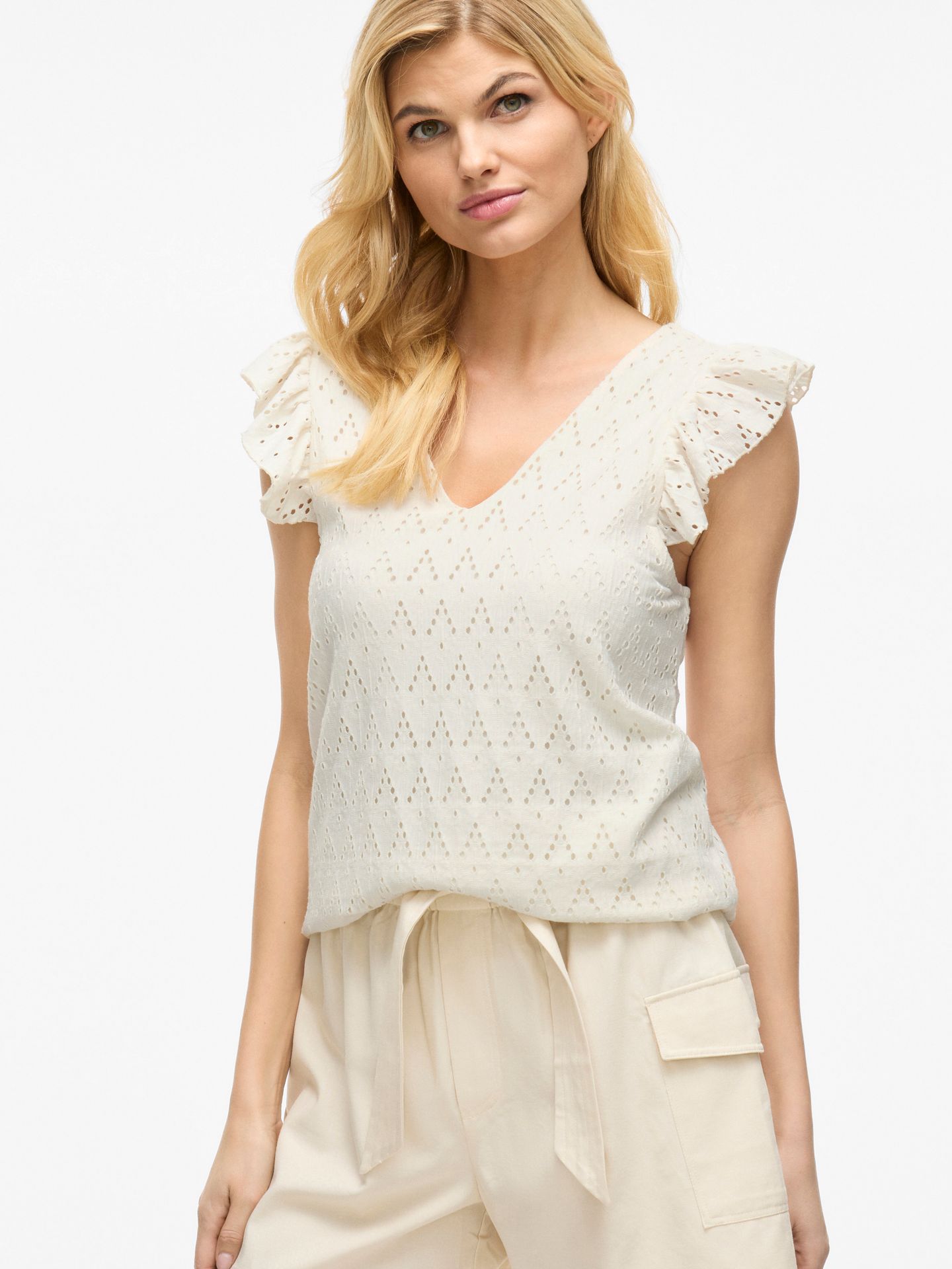 Vila VIAMALINA V-NECK C/S TOP/PB Birch 2900155699020