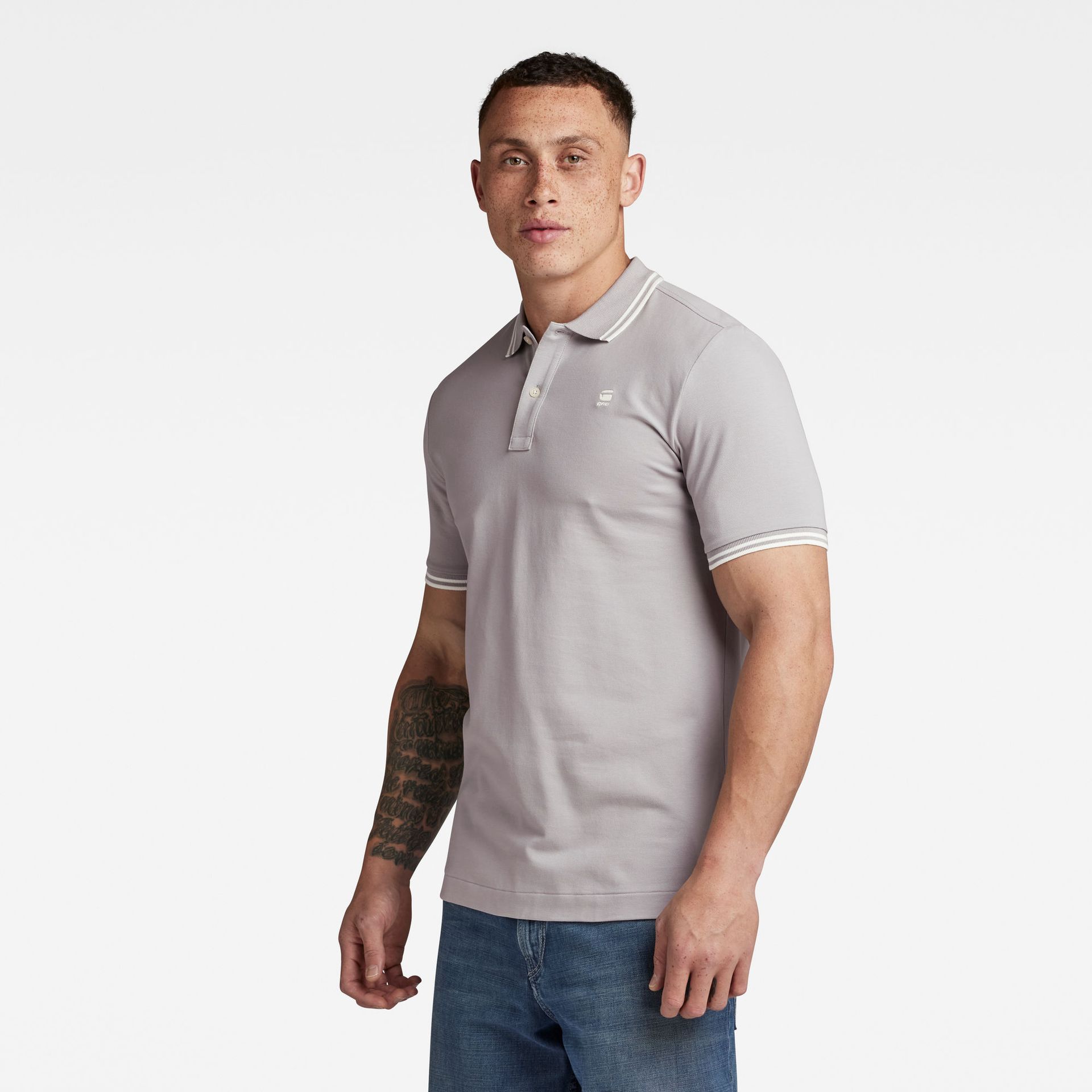 G-star Raw Dunda slim stripe polo s\s G276 grey alloy 2900155714037