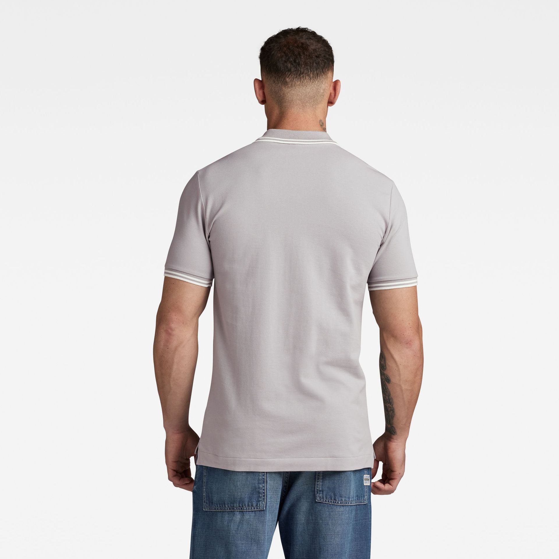 G-star Raw Dunda slim stripe polo s\s G276 grey alloy 2900155714037