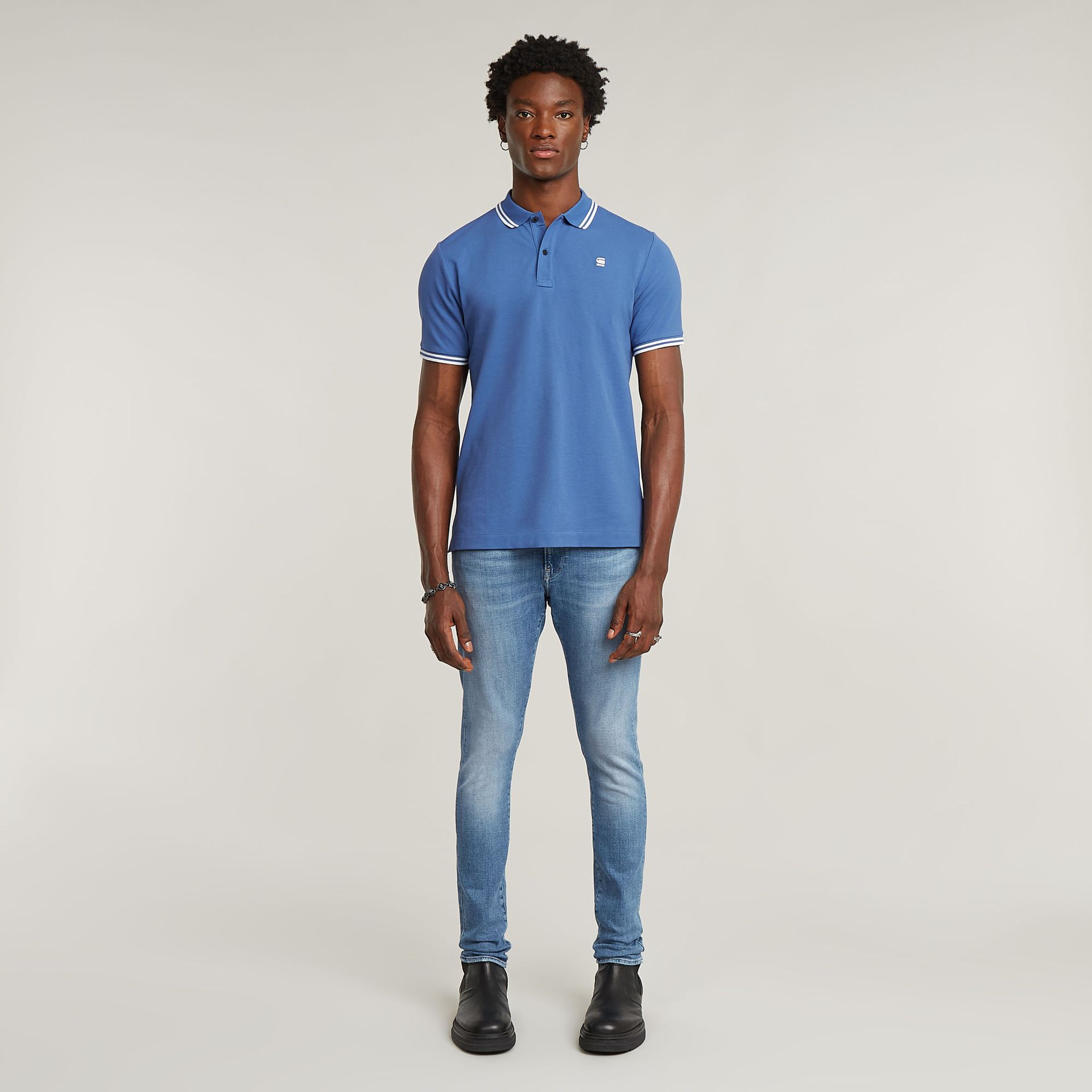 G-star Raw Dunda slim stripe polo s\s G989 dutch blue 2900155715065