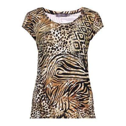 geisha T-shirt with rib jersey AOP 775 PR.06-25-2 brown/black 00112874-EKA26013800000073