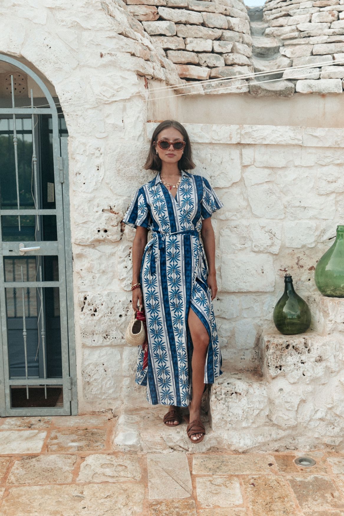 Colourful Rebel Ava Palm Collar Real Wrap Maxi Dress SS 505 bright blue 2900155798037