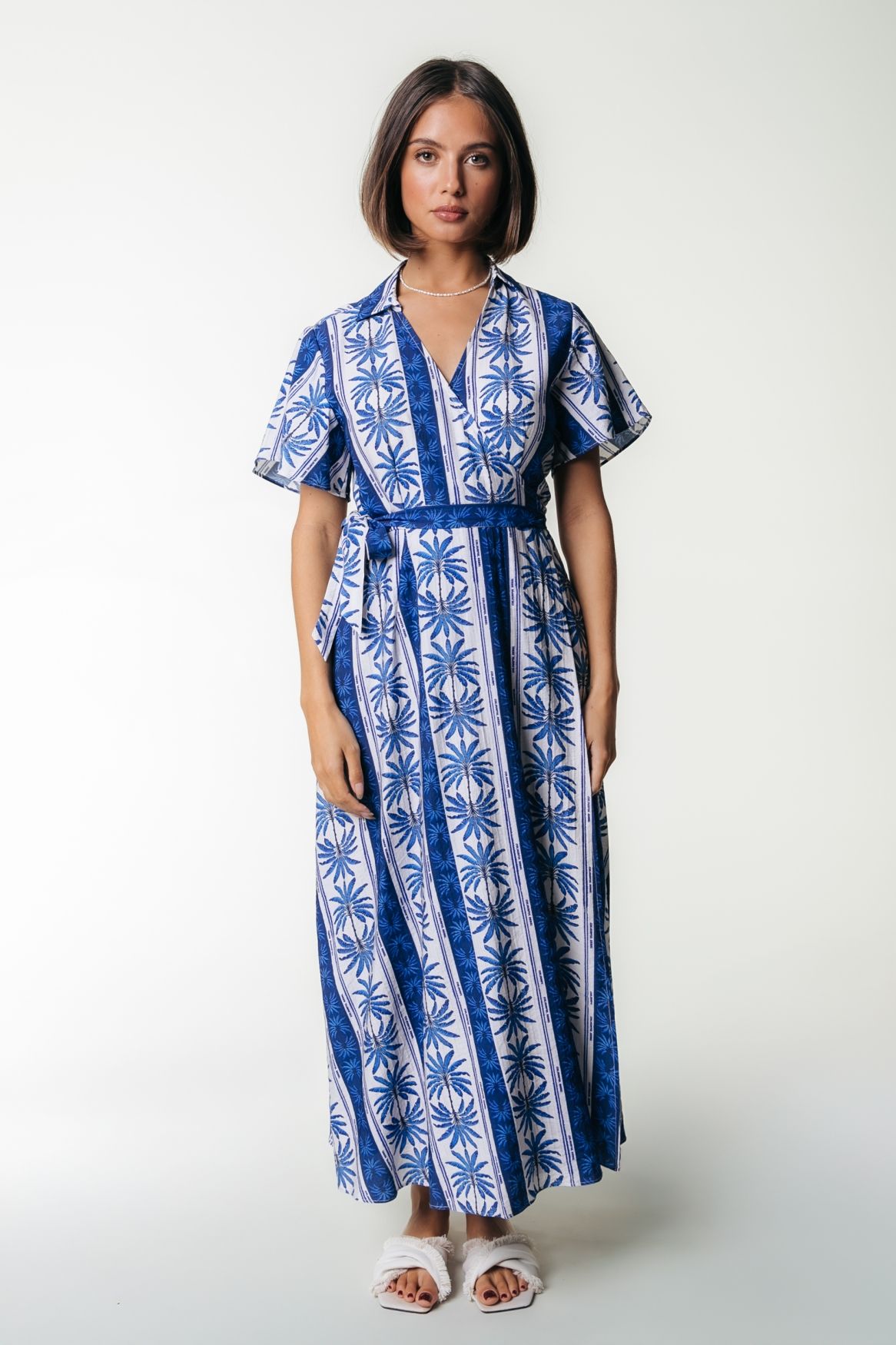 Colourful Rebel Ava Palm Collar Real Wrap Maxi Dress SS 505 bright blue 2900155798075