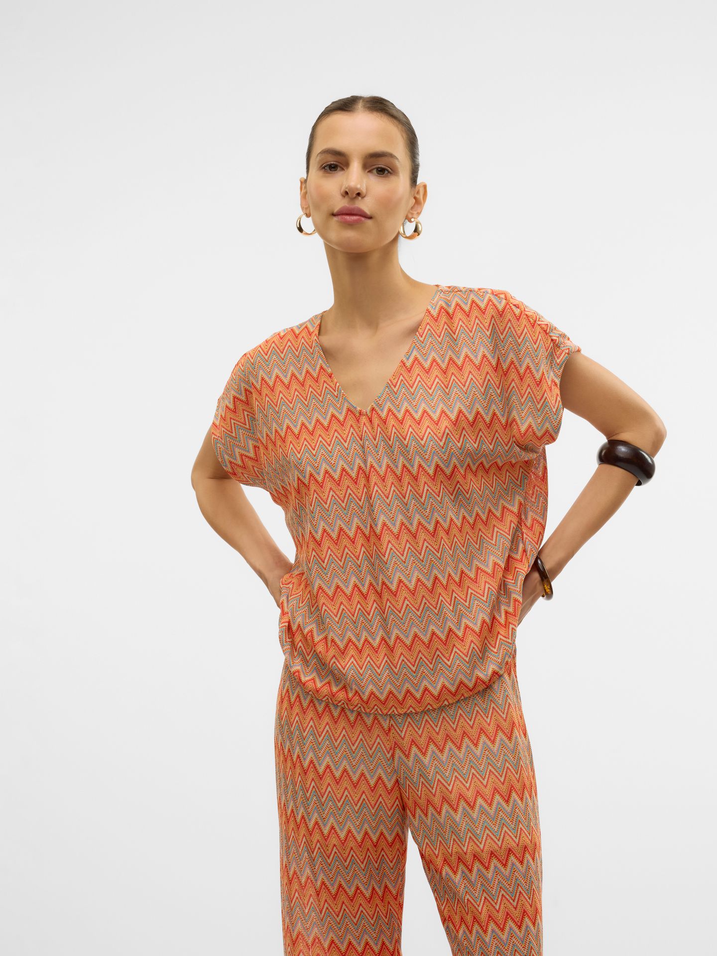 Vero Moda VMDICTE SS V-NECK TOP JRS GA VO Dubarry/MELANGE 2900155833042
