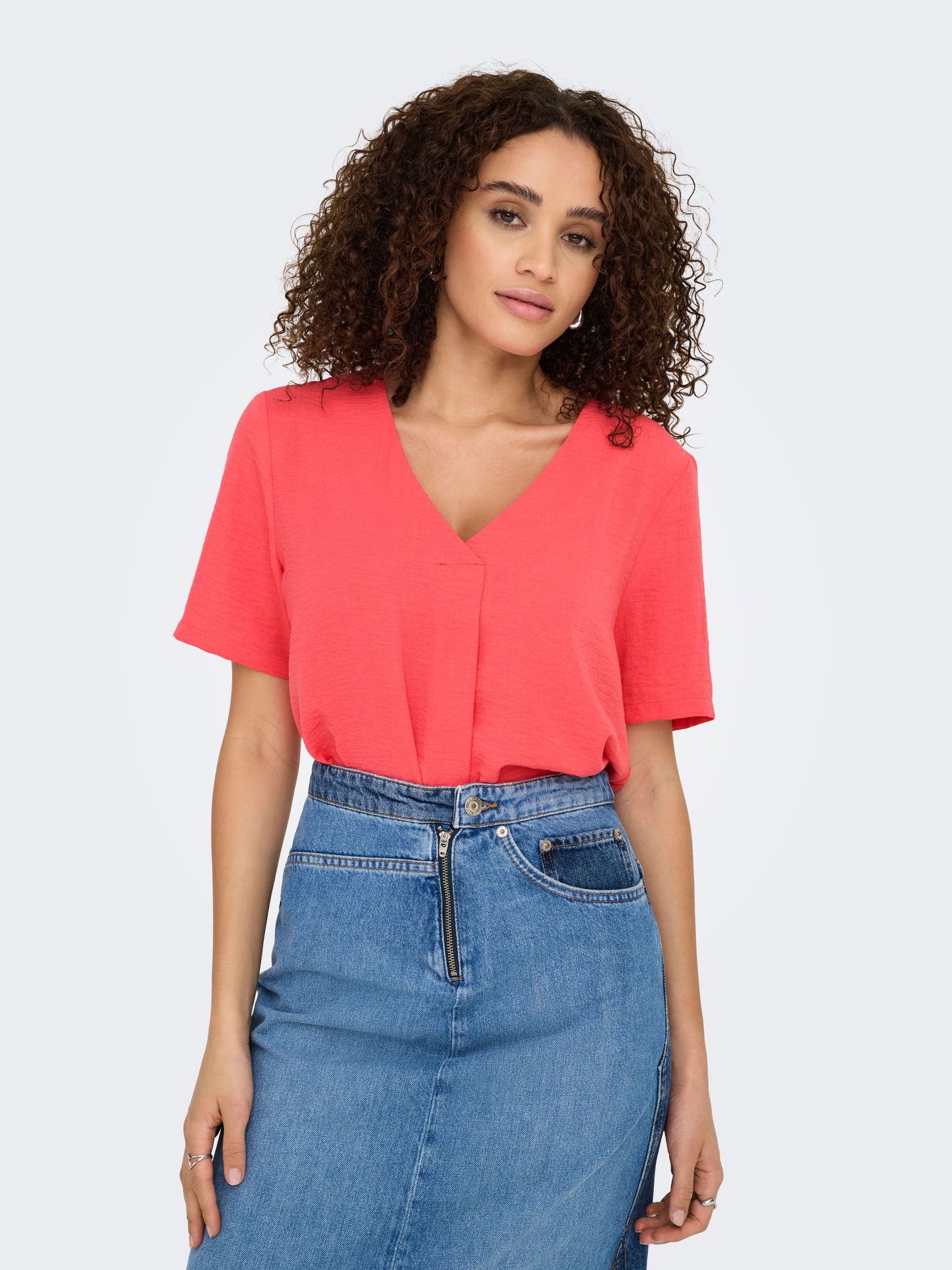 JDY JDYDIVYA LIFE S/S V-NECK TOP WVN DI Rose Of Sharon 2900155843034 JDY JDYDIVYA LIFE S/S V-NECK TOP WVN DI Rose Of Sharon 2900155843034