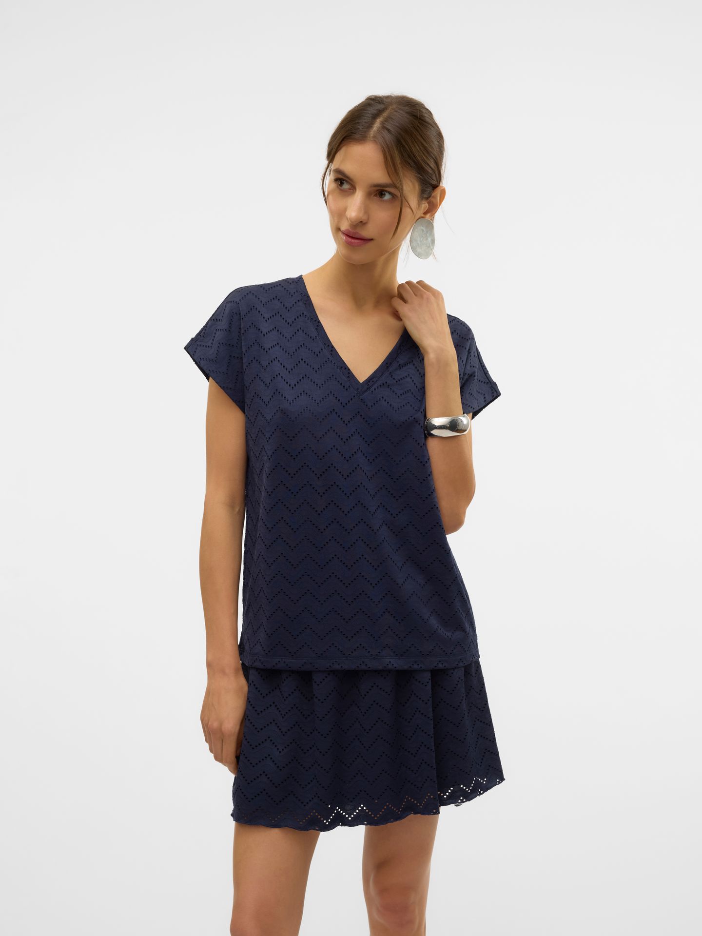 Vero Moda VMTHAS SS V-NECK TOP JRS GA VO Navy Blazer 2900155844031