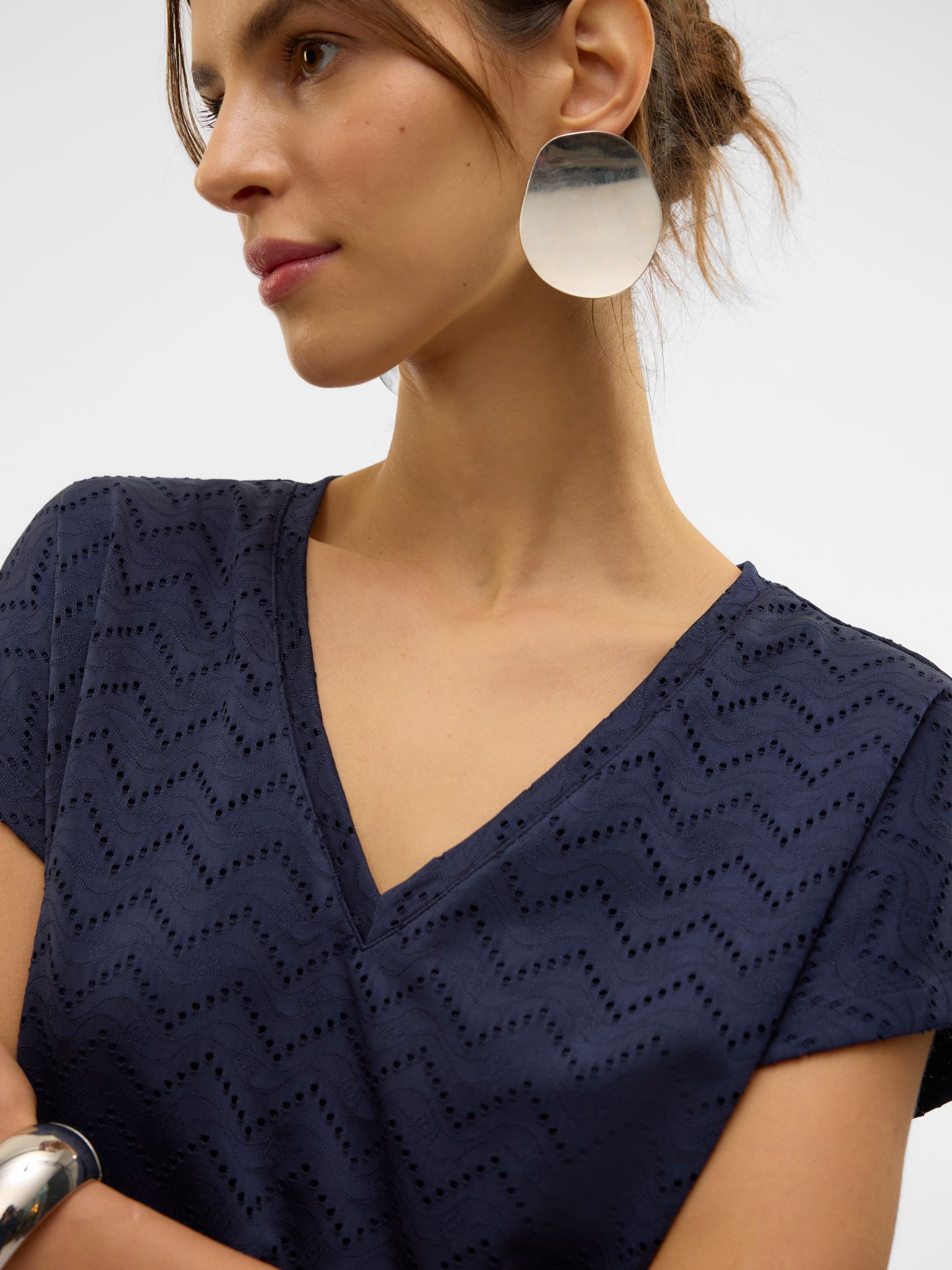 Vero Moda VMTHAS SS V-NECK TOP JRS GA VO Navy Blazer 2900155844031